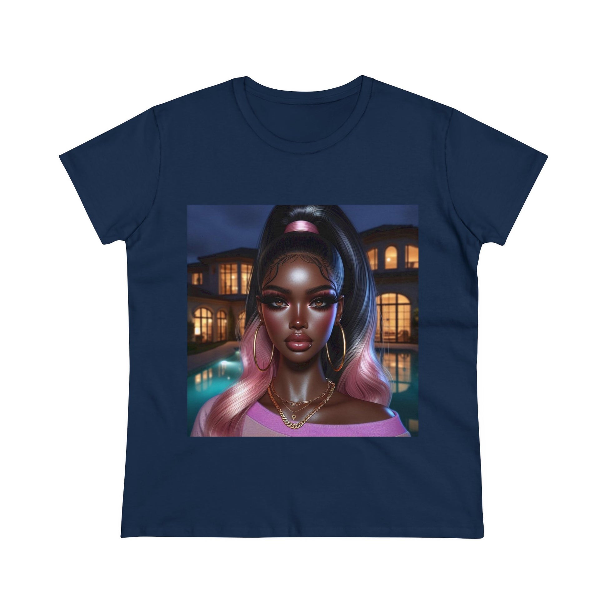 Pink at Night T-Shirt T-Shirt Printify Navy S