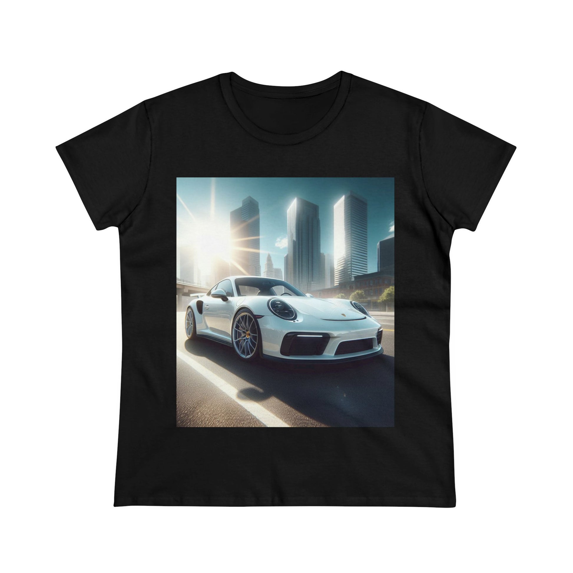 White Porsche T-Shirt T-Shirt Printify Black S
