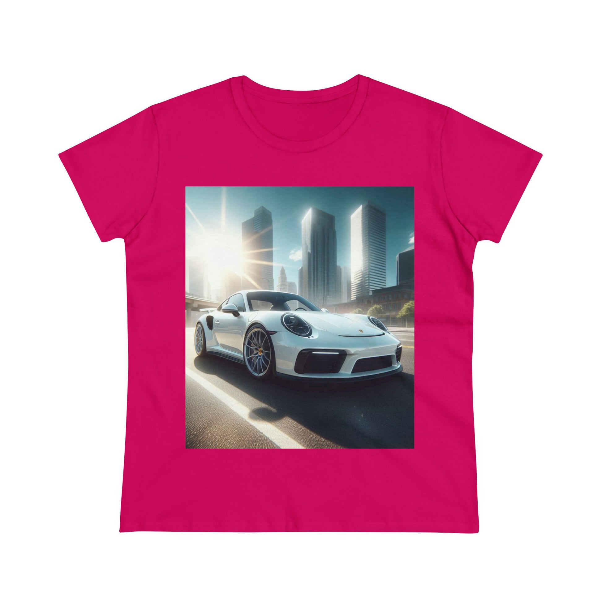White Porsche T-Shirt T-Shirt Printify Heliconia S