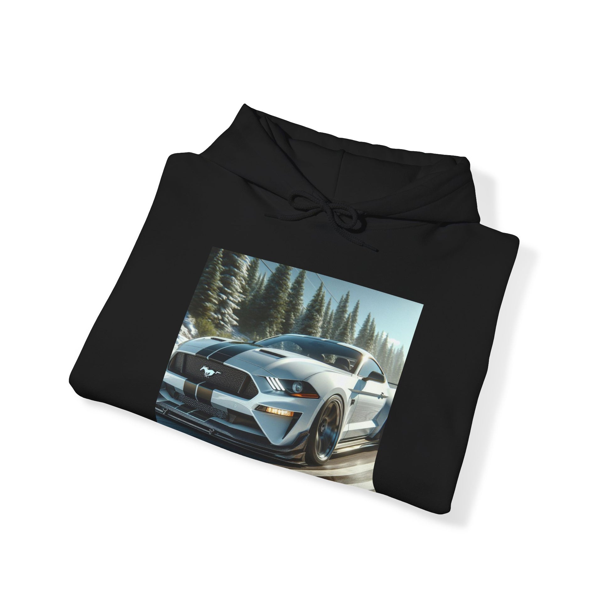 White Mustang Hoodie Hoodie Printify