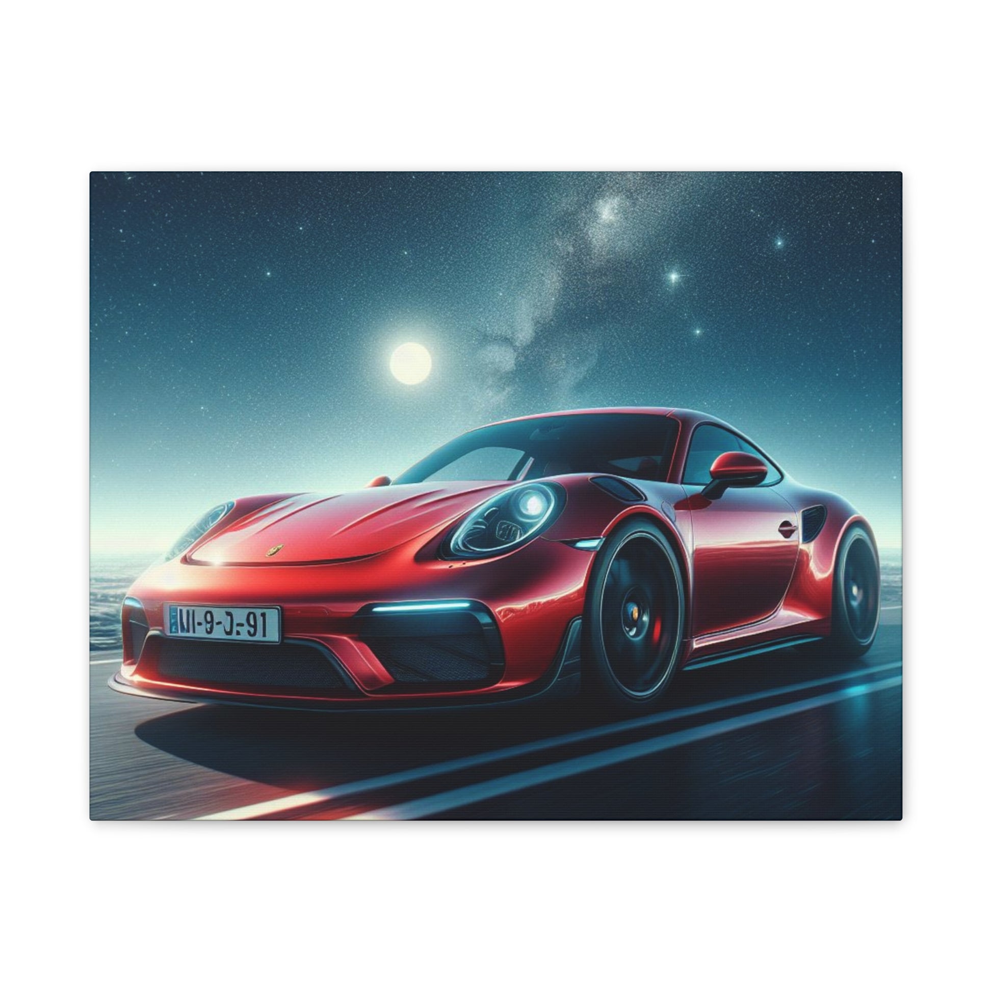 Red Porsche Canvas Canvas Printify