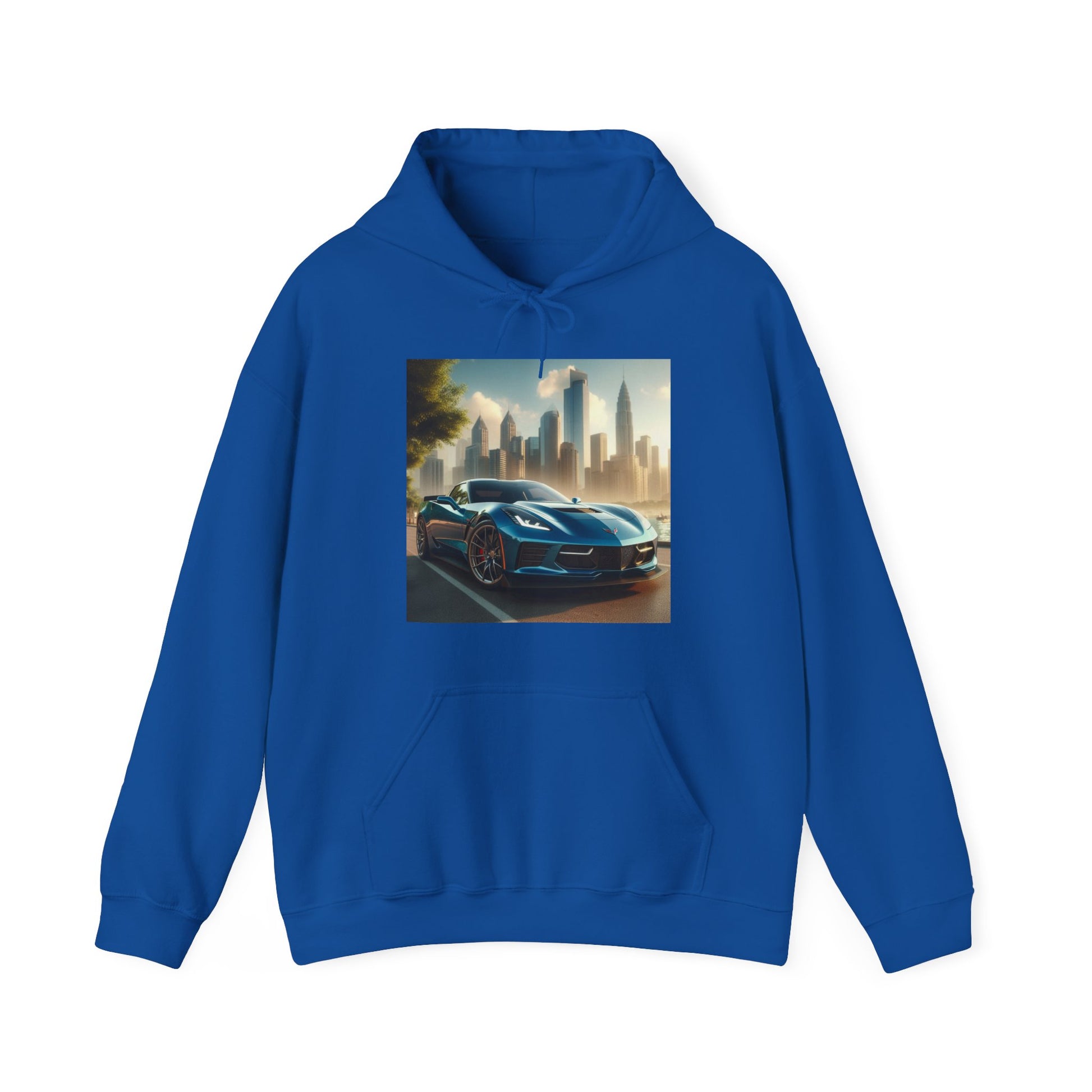 Blue Corvette Hoodie Hoodie Printify Royal S