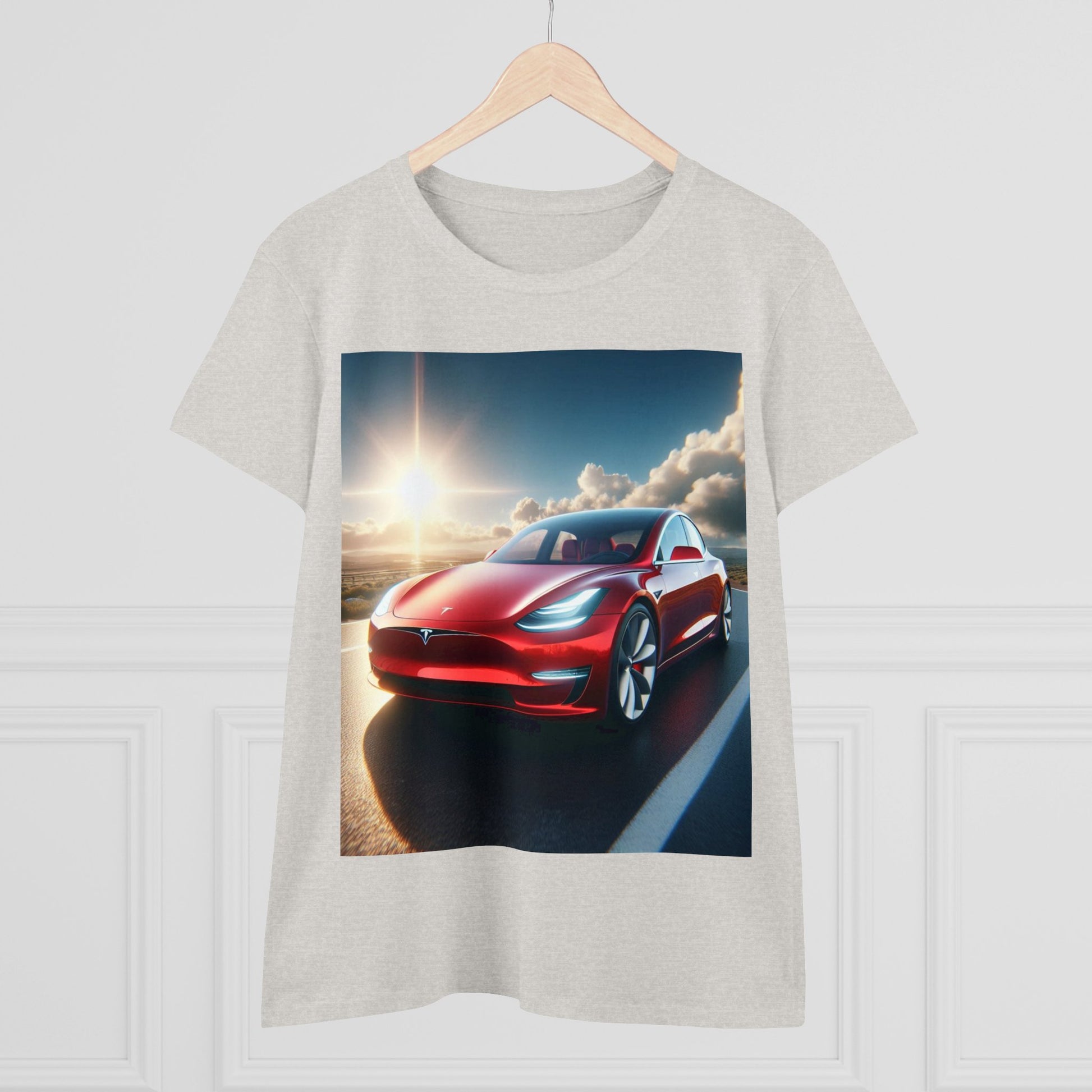 Red Tesla T-Shirt T-Shirt Printify