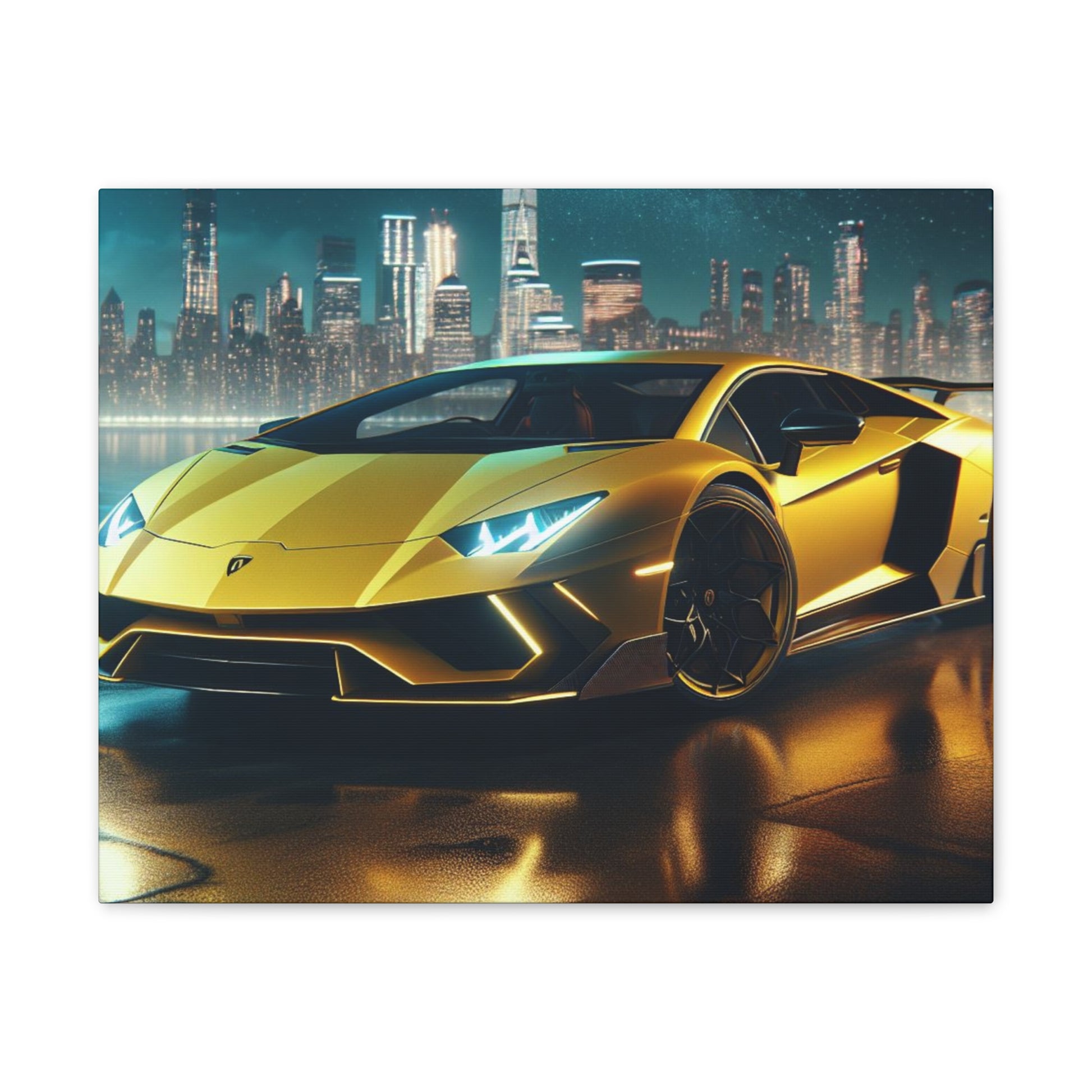 Yellow Lamborghini Canvas Canvas Printify