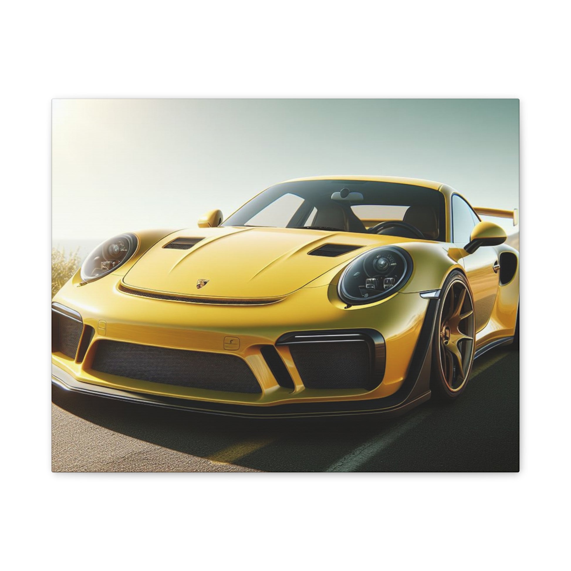 Yellow Porsche Canvas Canvas Printify