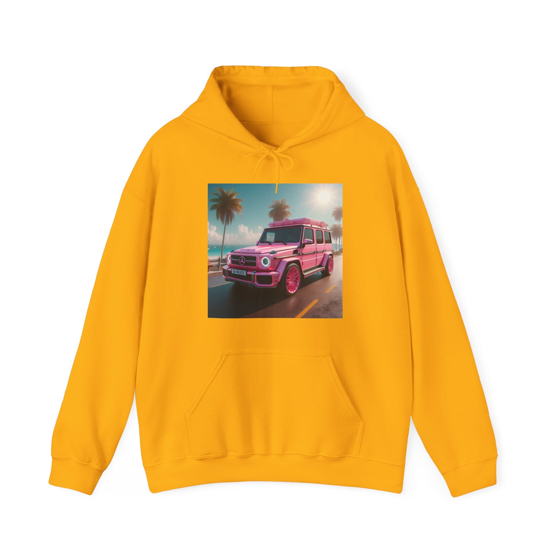Pink G-Wagon Hoodie Hoodie Printify Gold S
