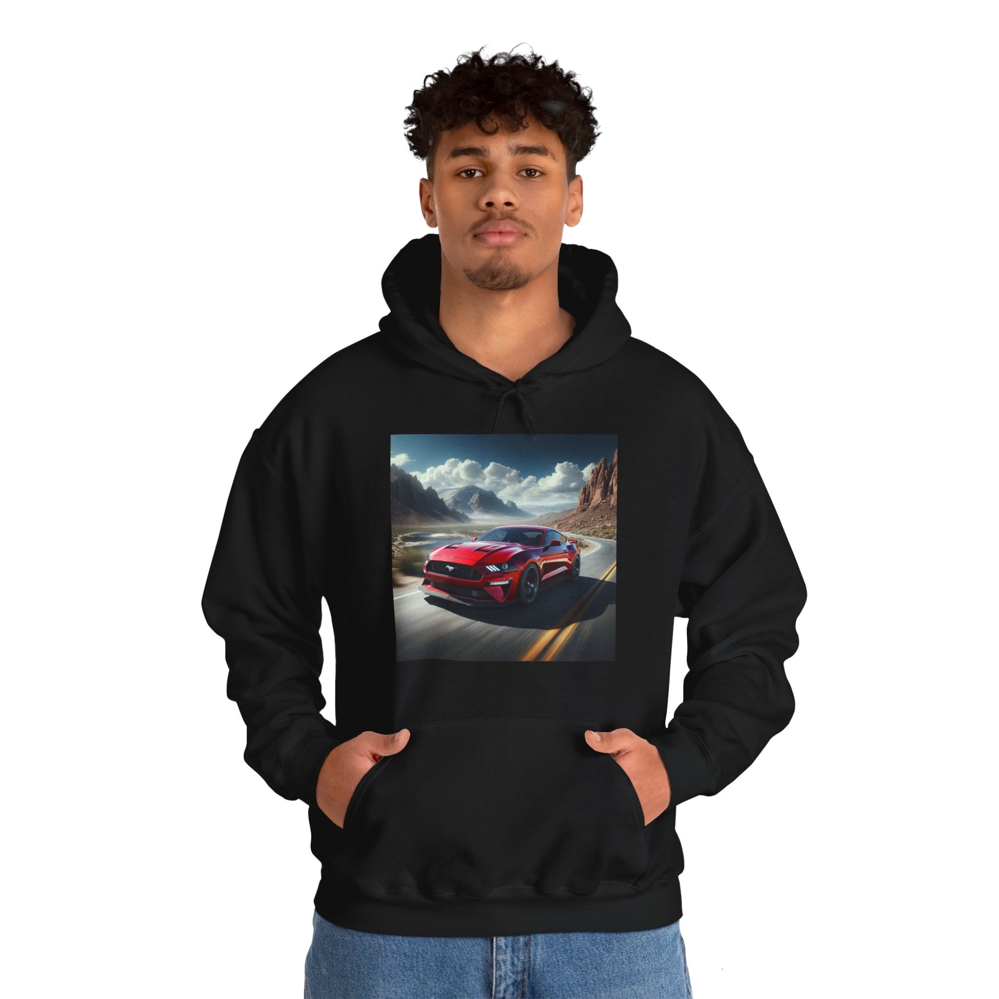 Red Mustang Hoodie Hoodie Printify