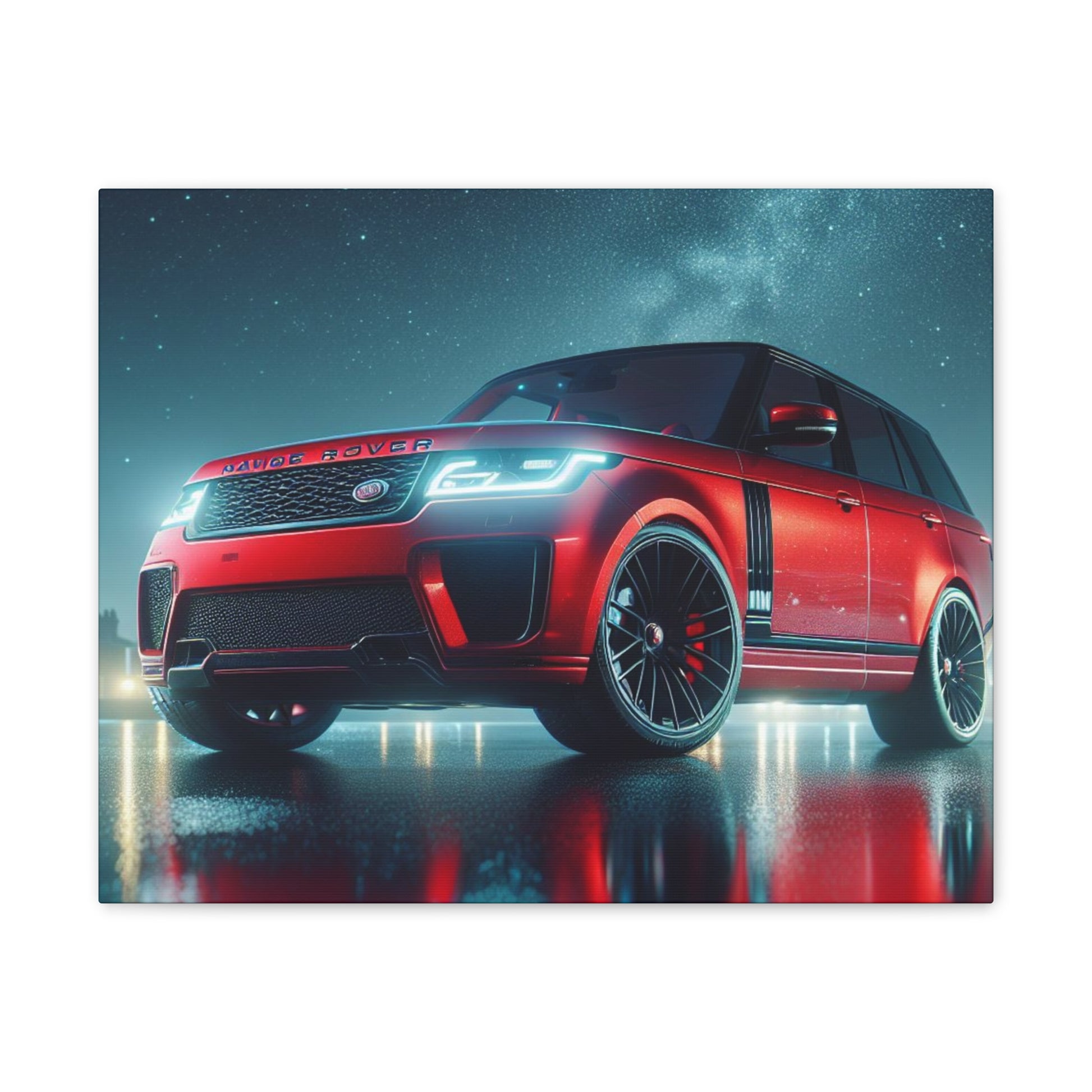 Red Range Rover Canvas Canvas Printify