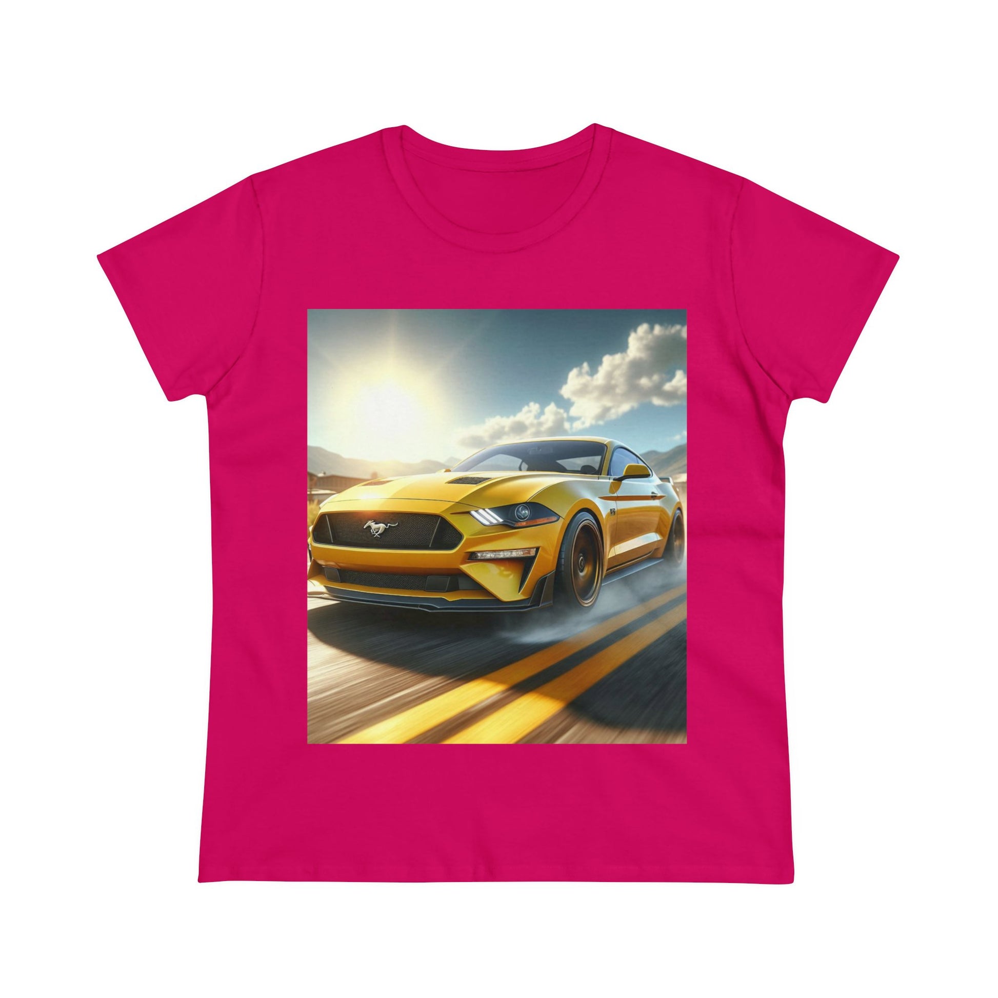 Yellow Mustang T-Shirt T-Shirt Printify Heliconia S