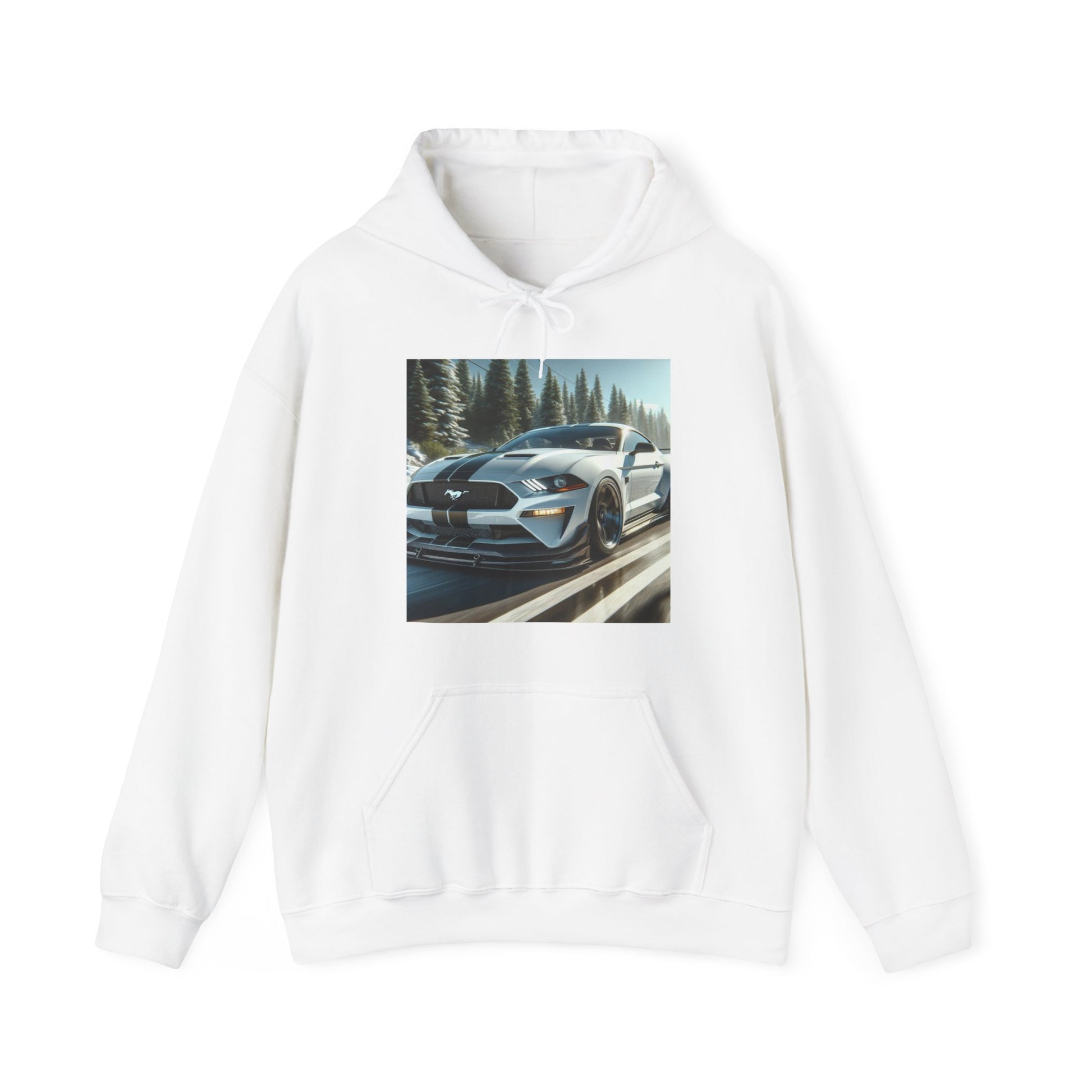 White Mustang Hoodie Hoodie Printify White S