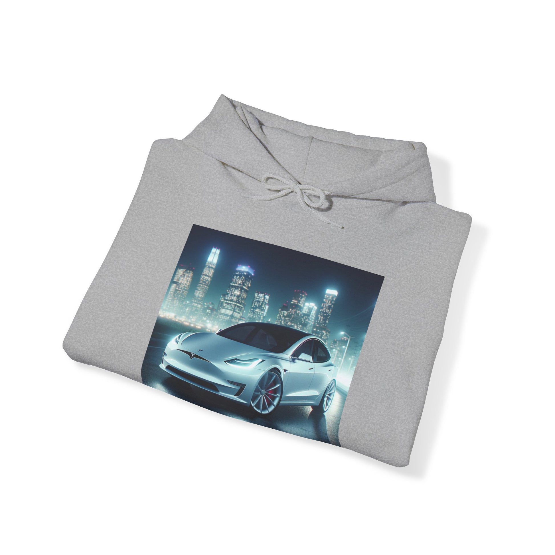 White Tesla Hoodie Hoodie Printify