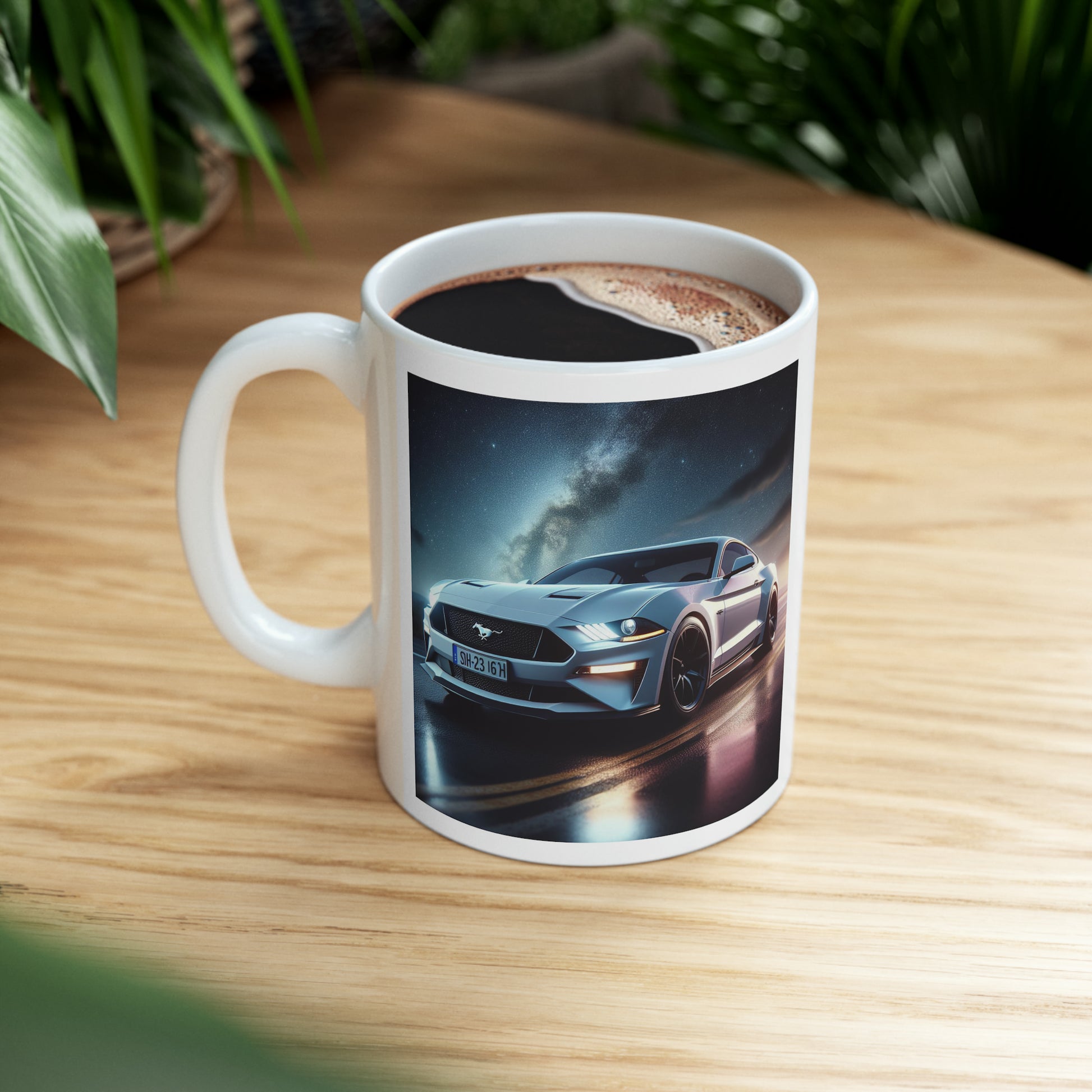 White Mustang Mug Mug Printify