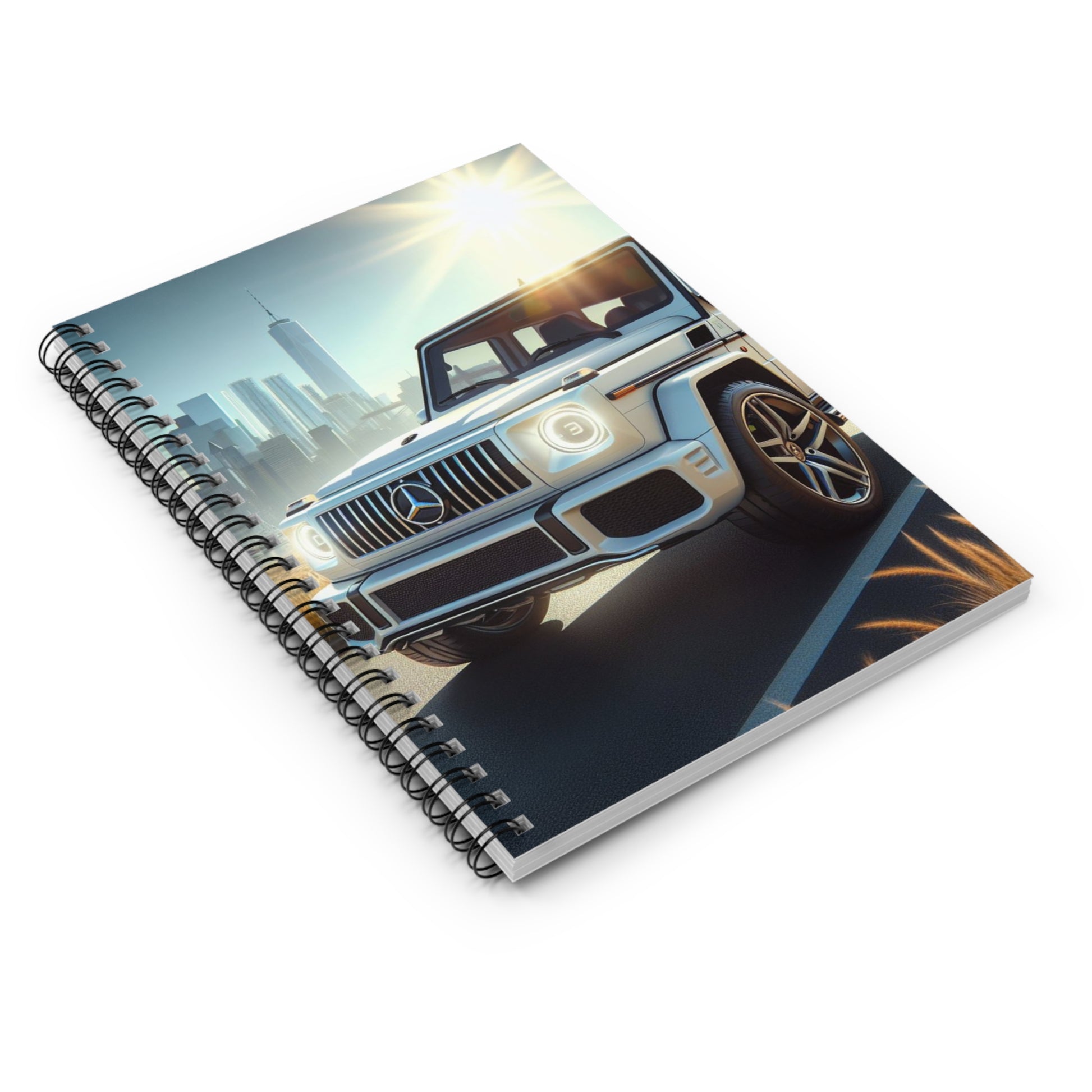 White G-Wagon Spiral Notebook Paper products Printify