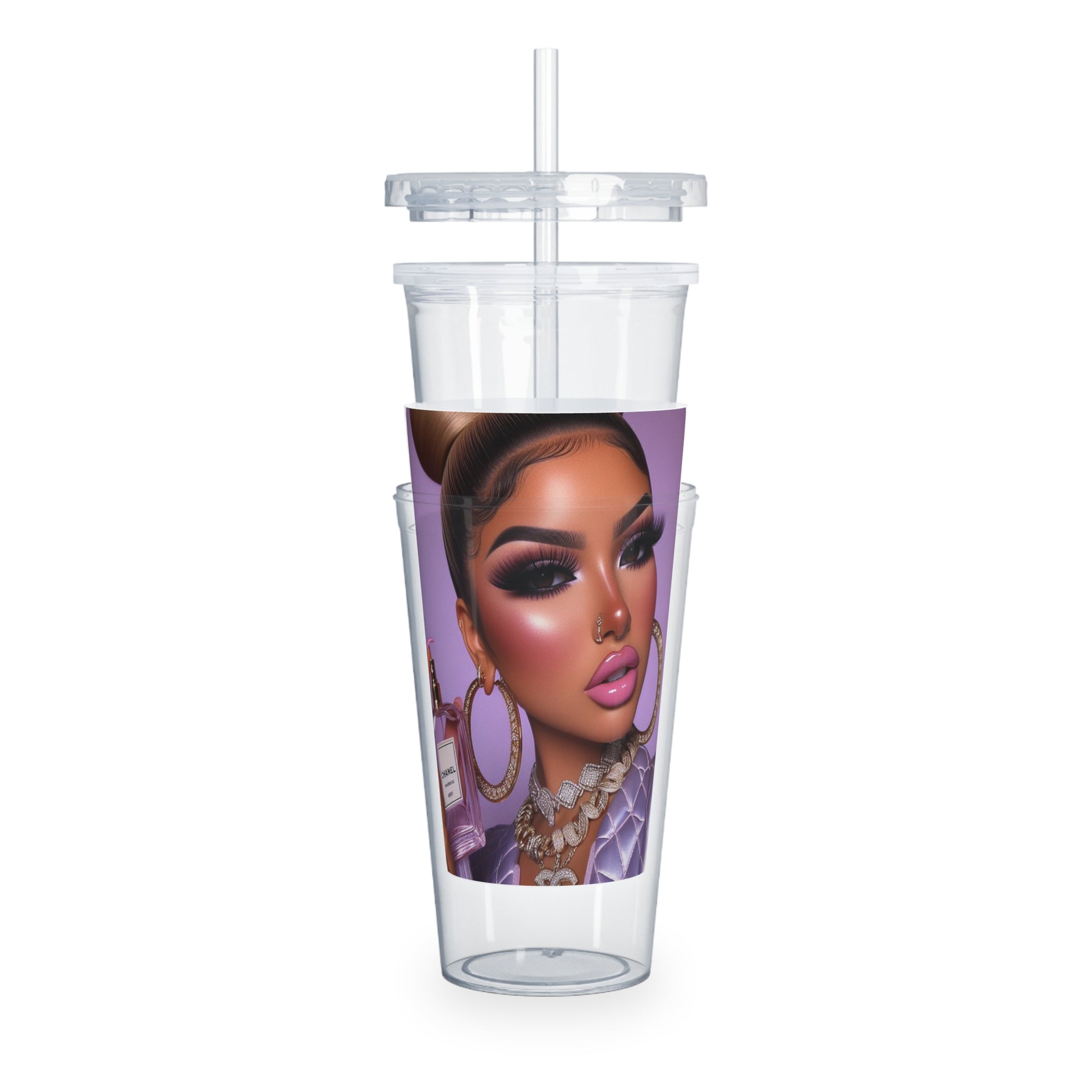 Chanel Please Tumbler with Straw Mug Printify