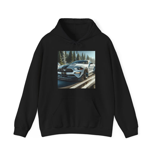 White Mustang Hoodie Hoodie Printify Black S