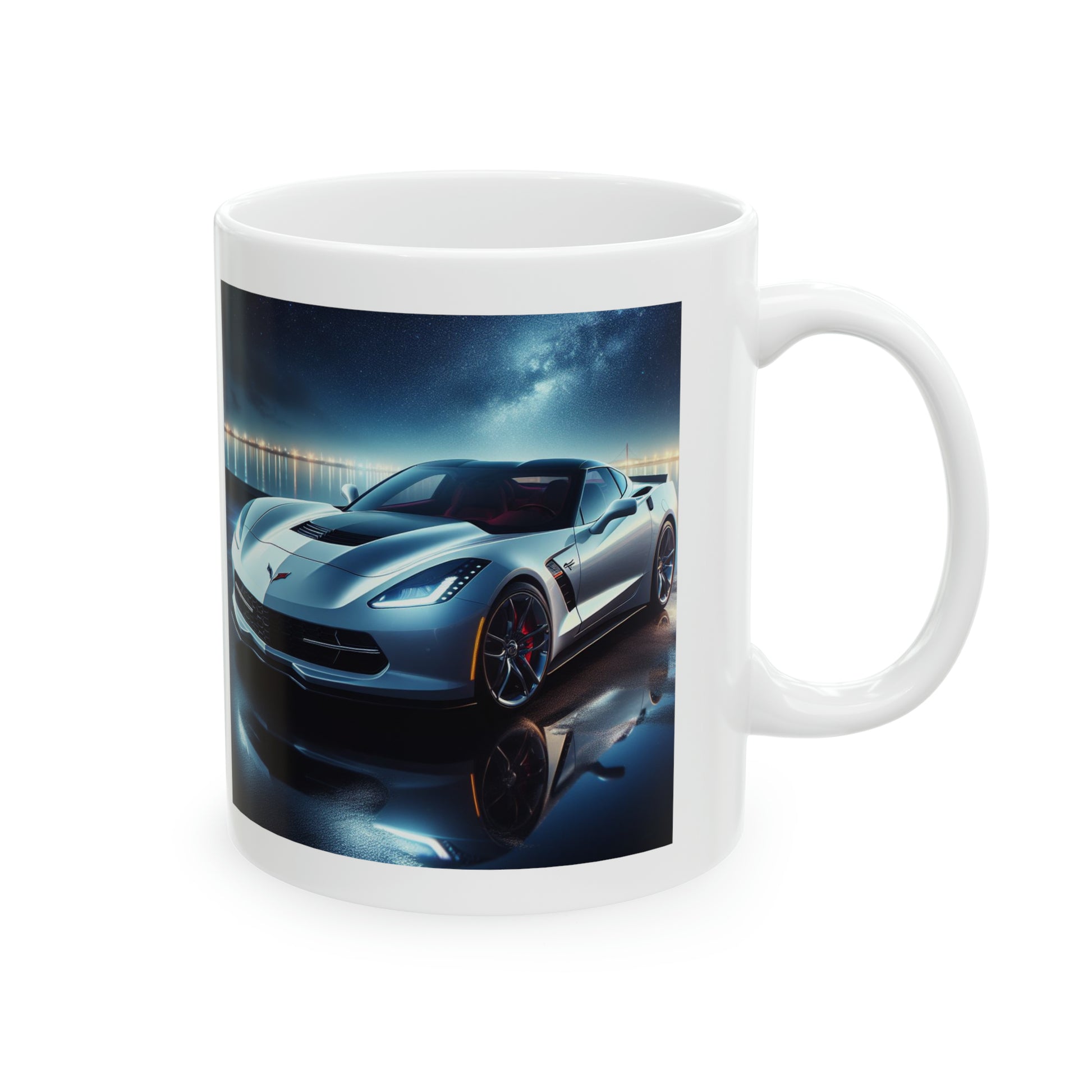 White Corvette Mug Mug Printify