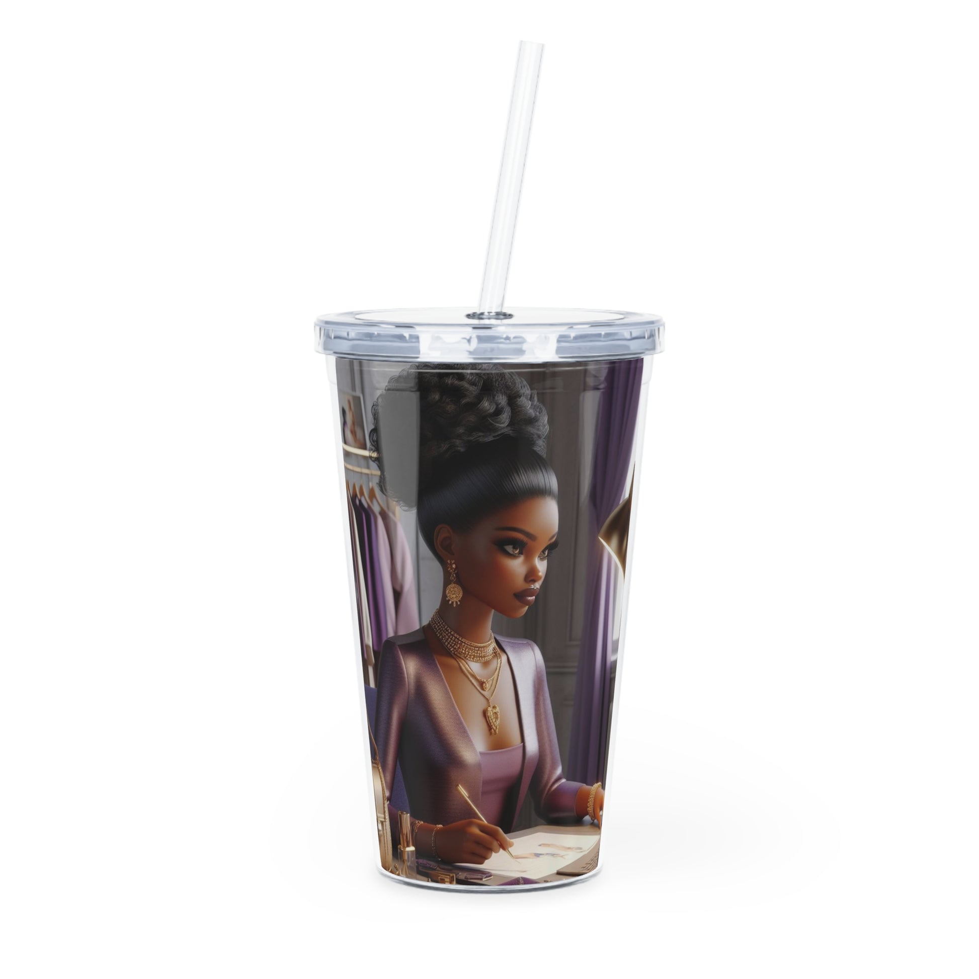 Fashion and Beauty Tumbler with Straw Mug Printify 20oz Transparent