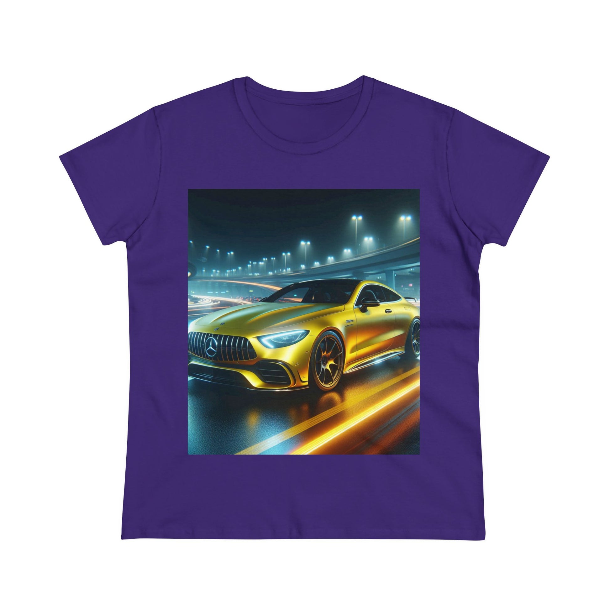 Yellow Mercedes T-Shirt T-Shirt Printify Purple S