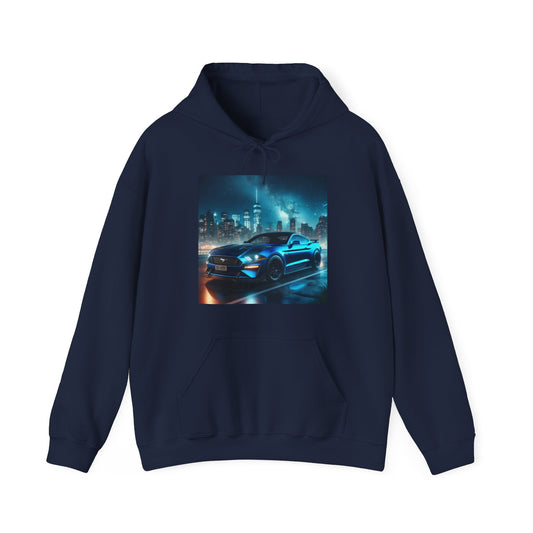 Blue Mustang Hoodie Hoodie Printify Navy S