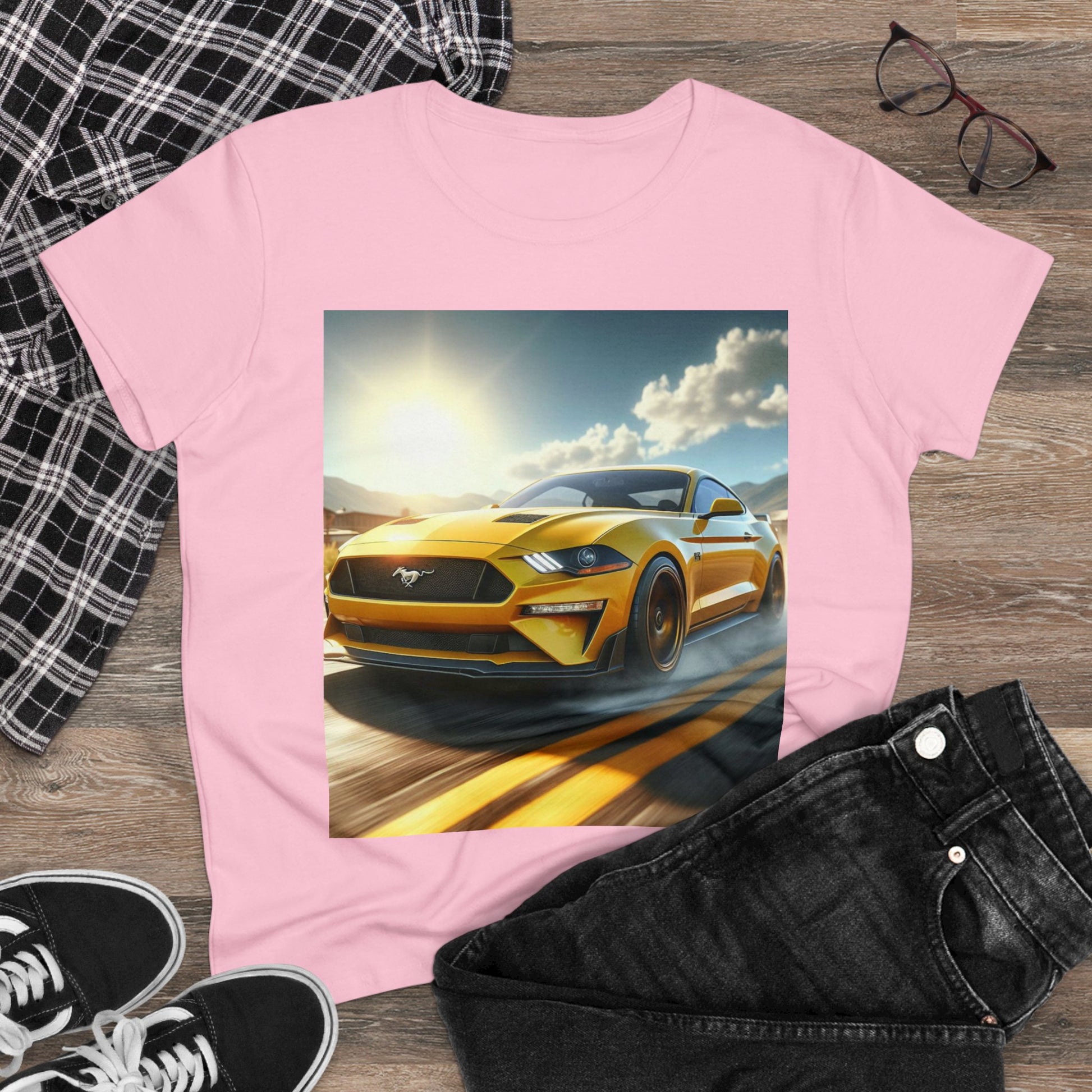 Yellow Mustang T-Shirt T-Shirt Printify