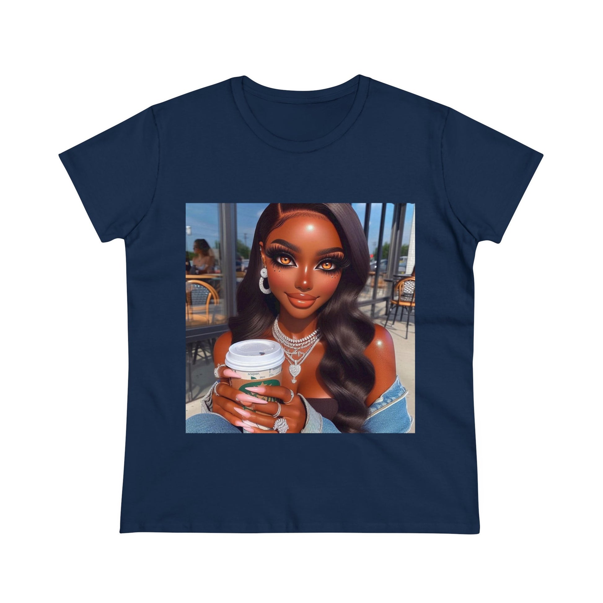 Coffee Beauty T-Shirt T-Shirt Printify Navy S