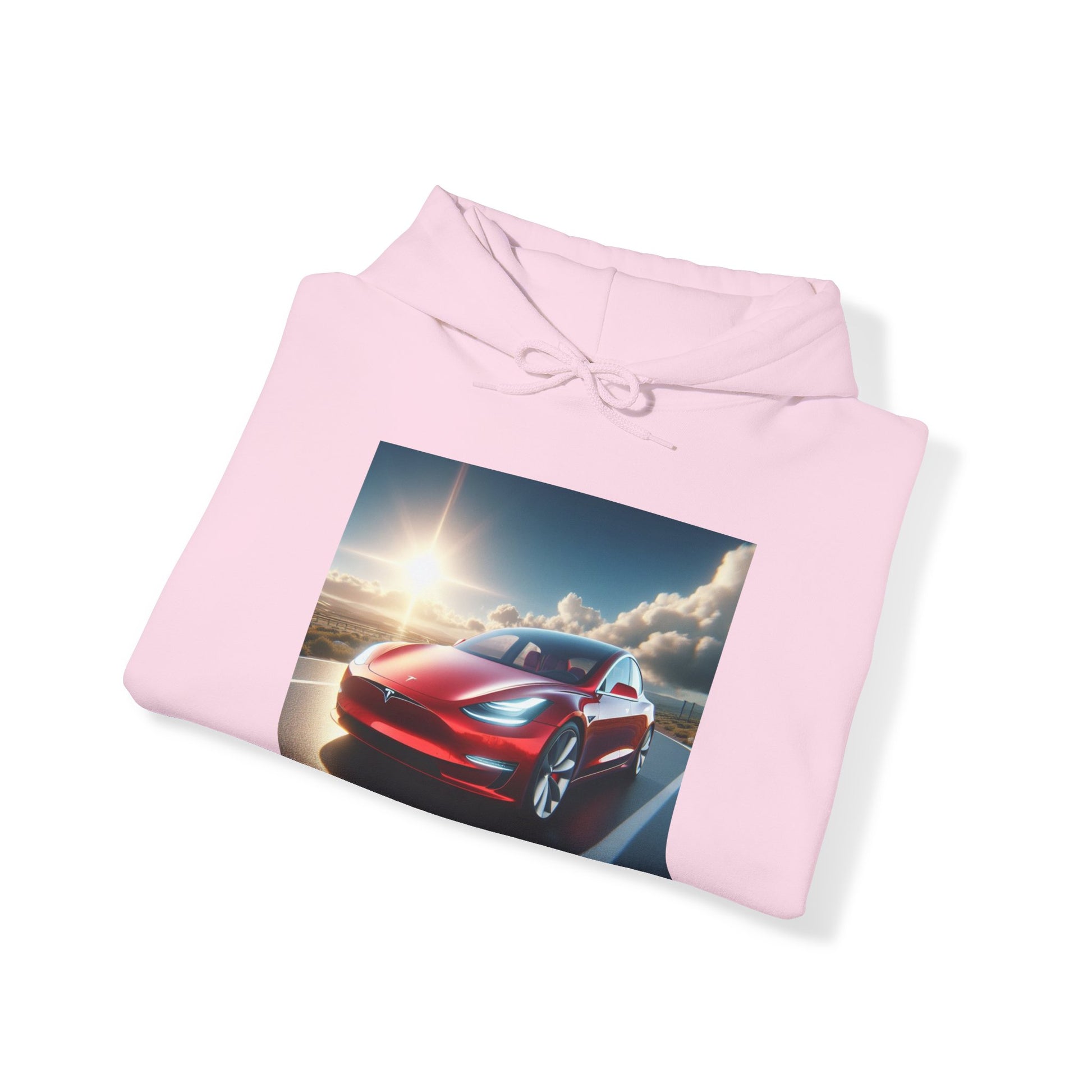 Red Tesla Hoodie Hoodie Printify