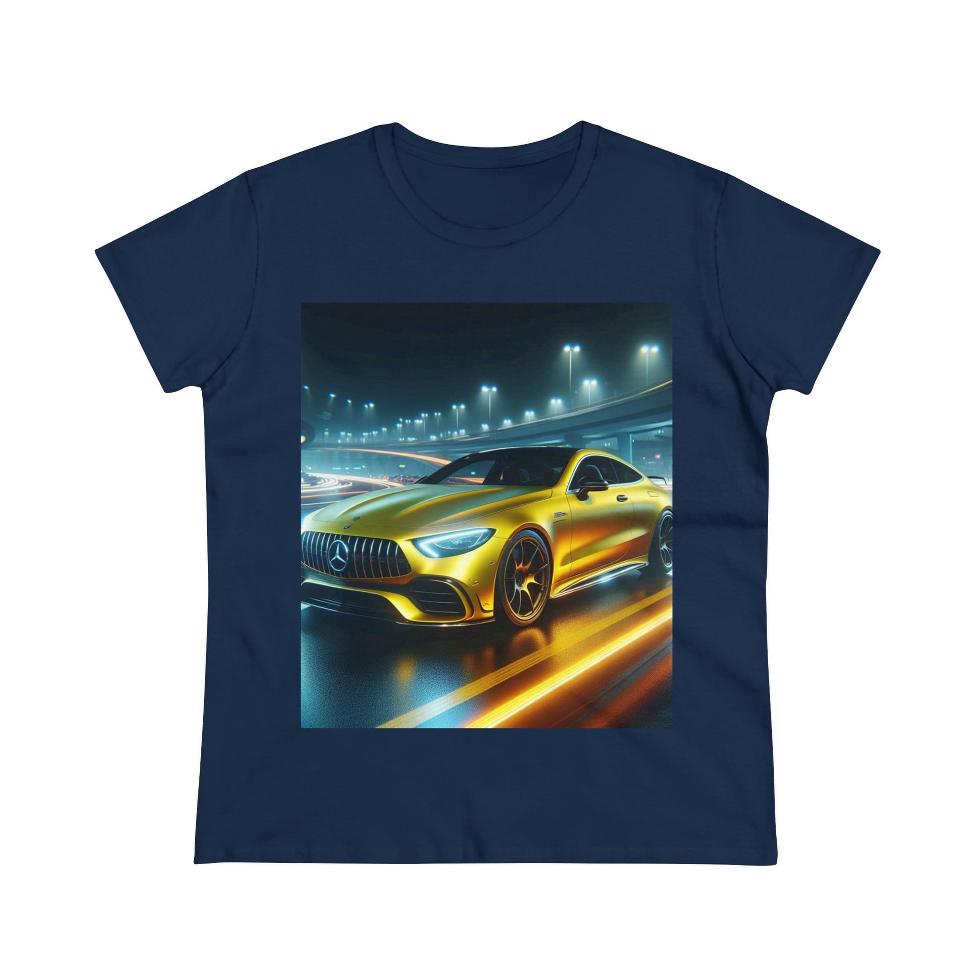 Yellow Mercedes T-Shirt T-Shirt Printify Navy S