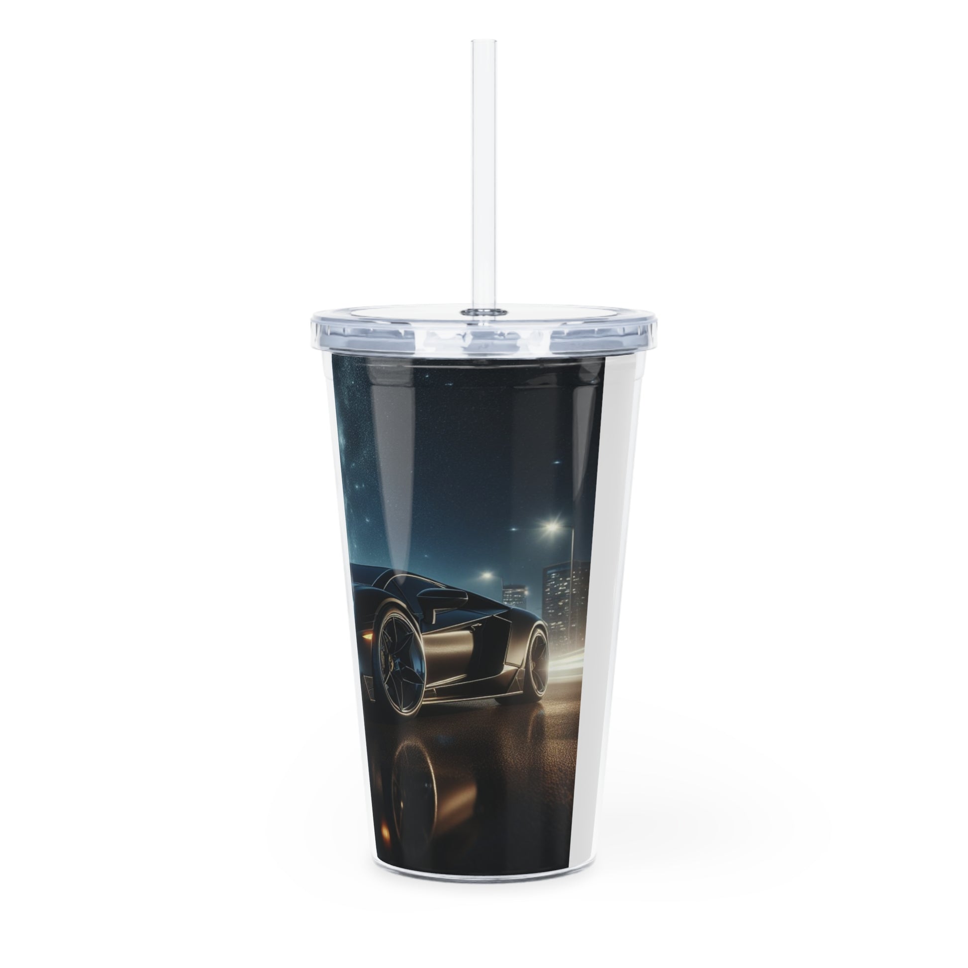 Black Lamborghini Tumbler with Straw Mug Printify