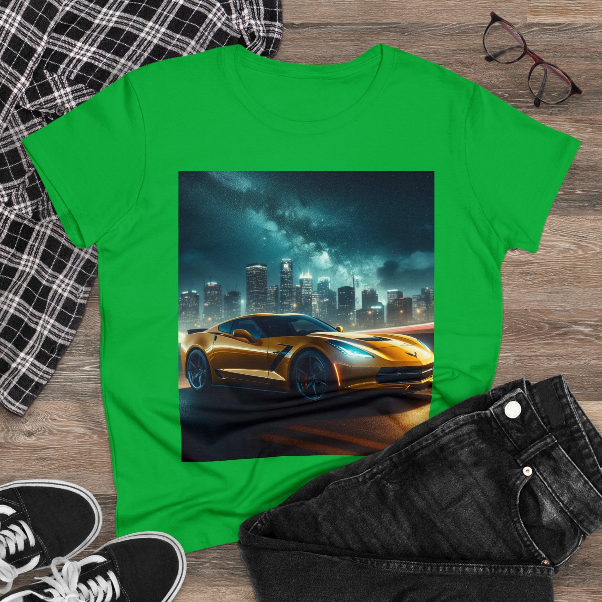 Yellow Corvette T-Shirt T-Shirt Printify