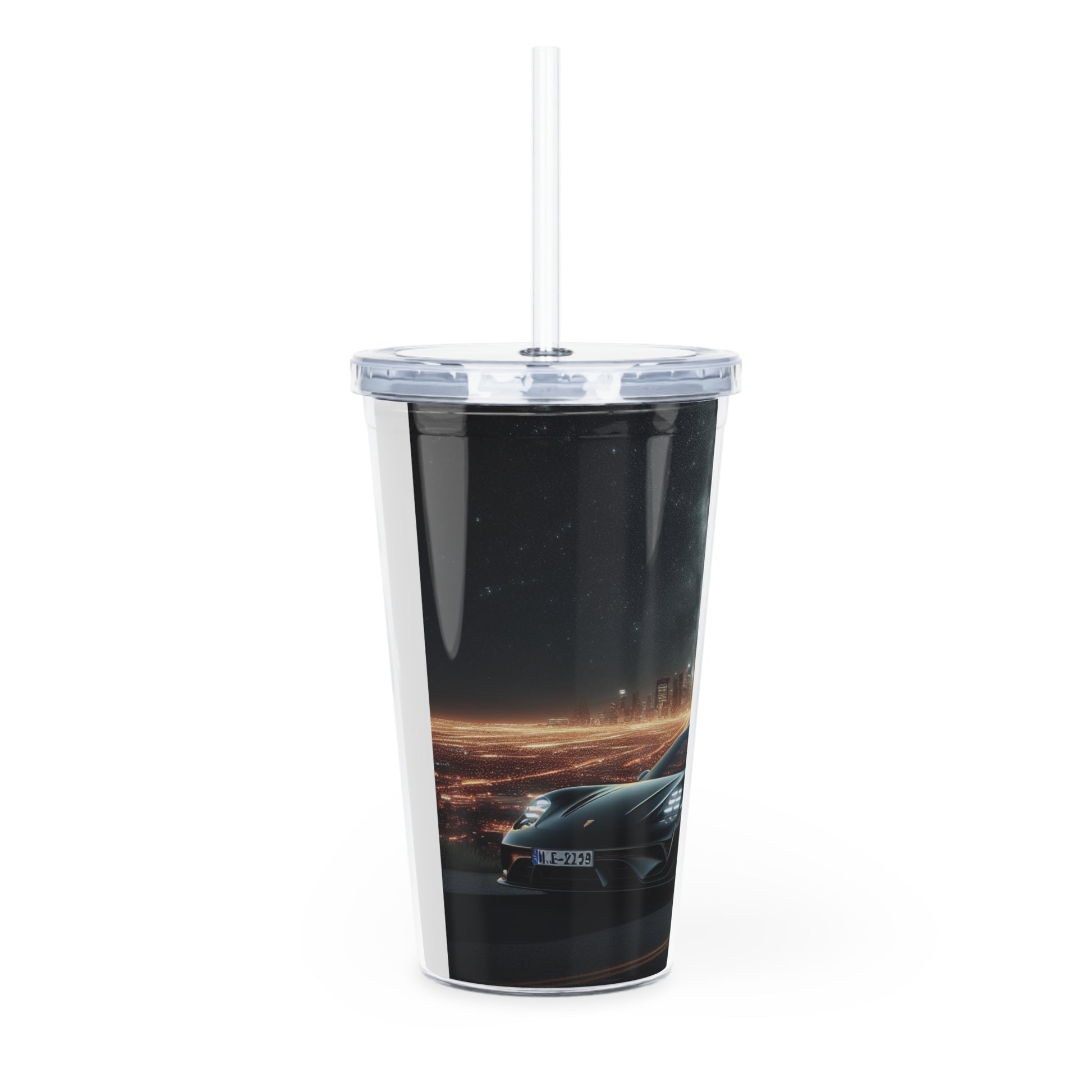 Black Porsche Tumbler with Straw Mug Printify