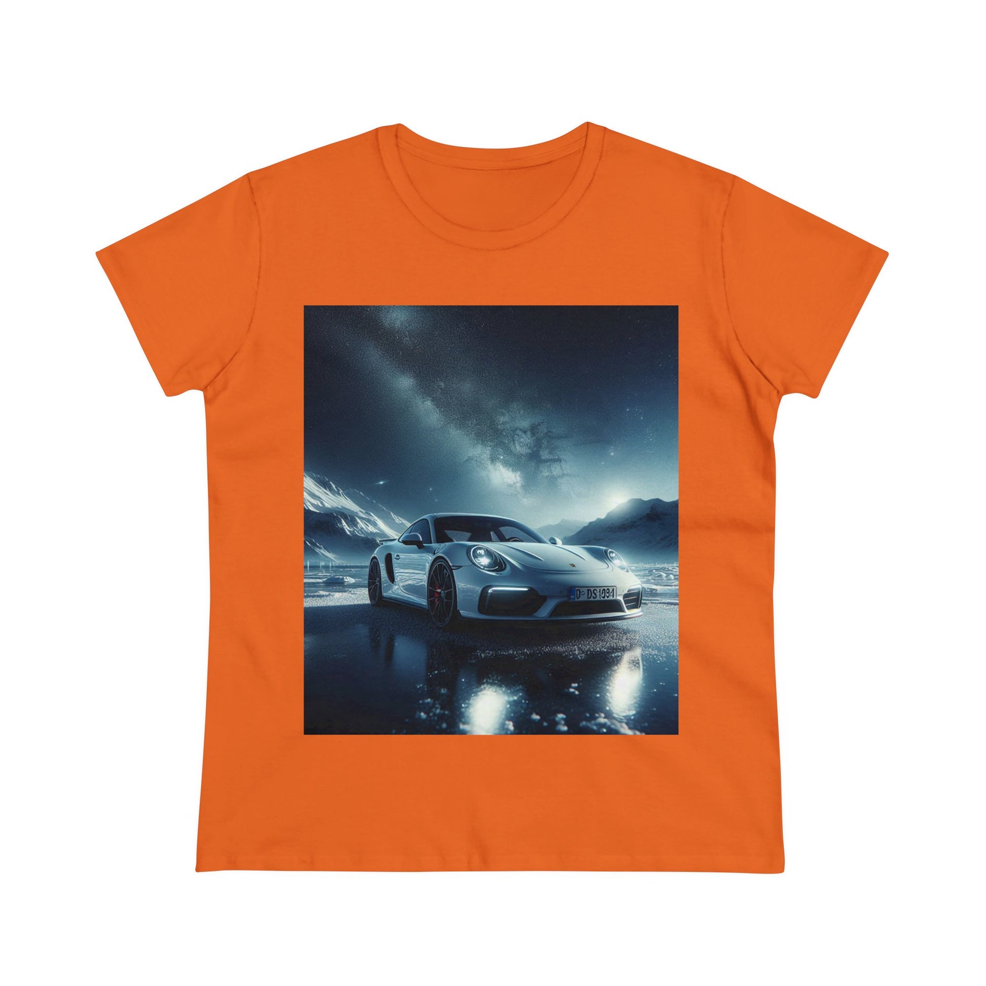 White Porsche T-Shirt T-Shirt Printify Orange S