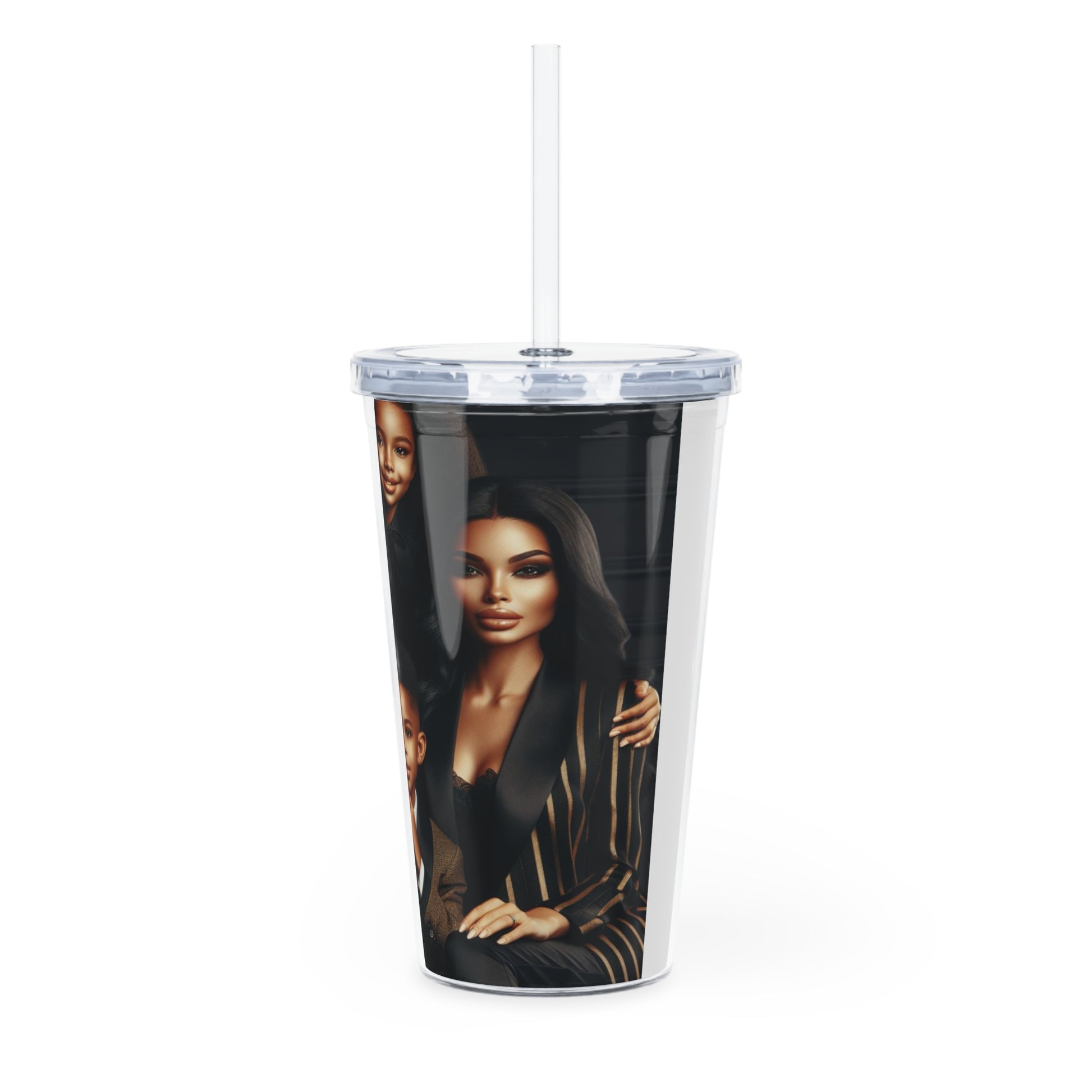 Family Portrait Tumbler with Straw Mug Printify