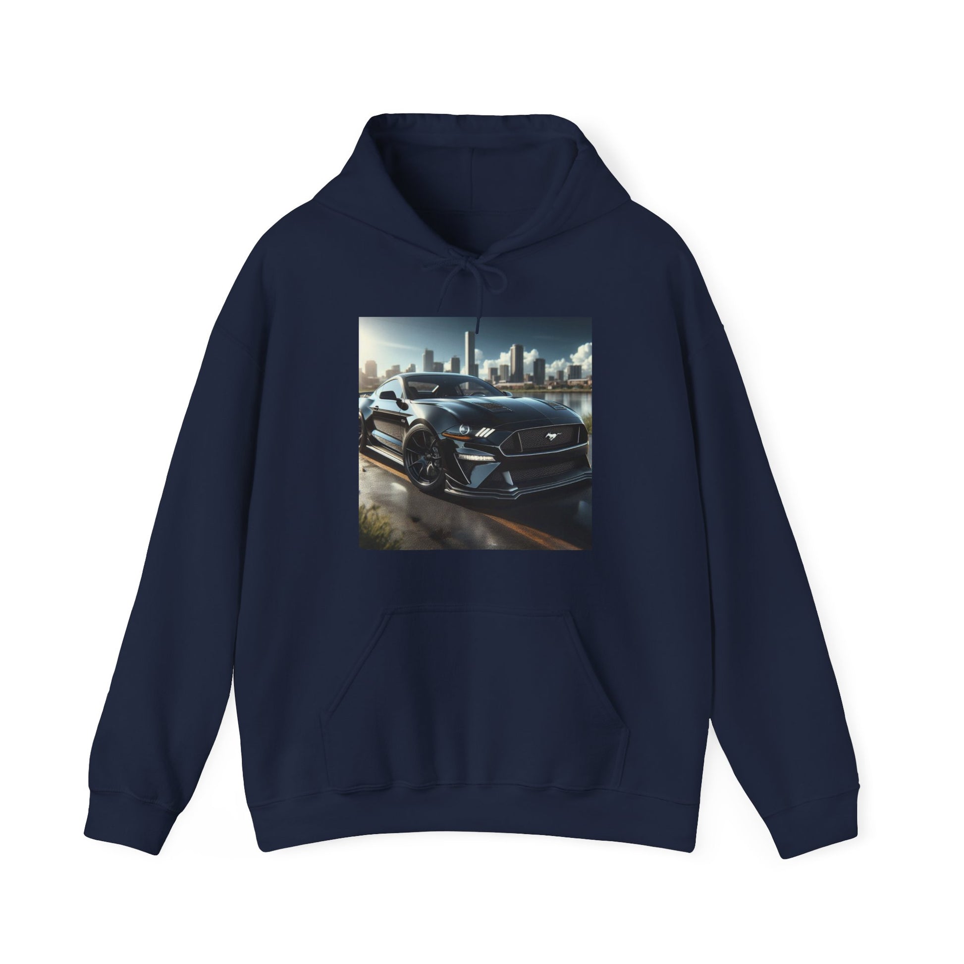 Black Mustang Hoodie Hoodie Printify Navy S