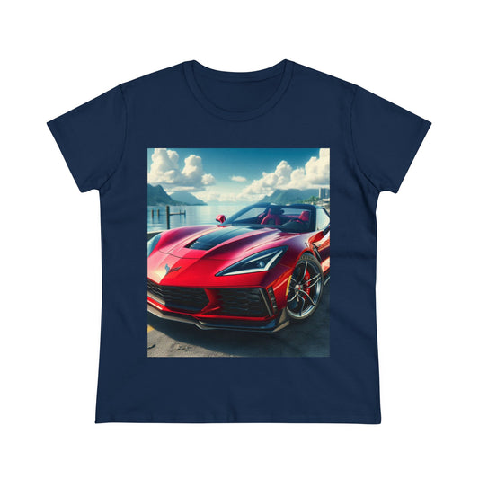 Red Corvette T-Shirt T-Shirt Printify Navy S