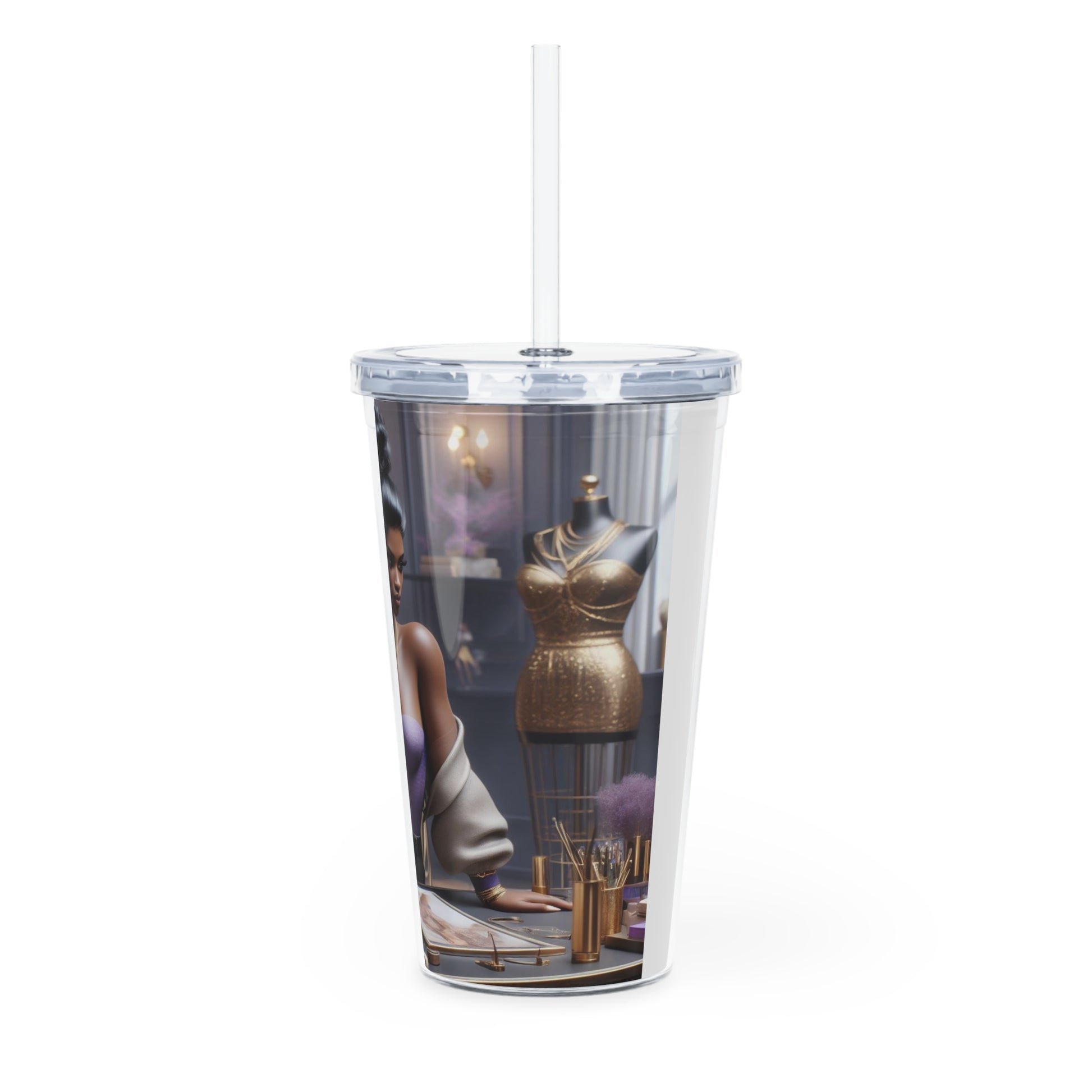 Fashion and Beauty Tumbler with Straw Mug Printify