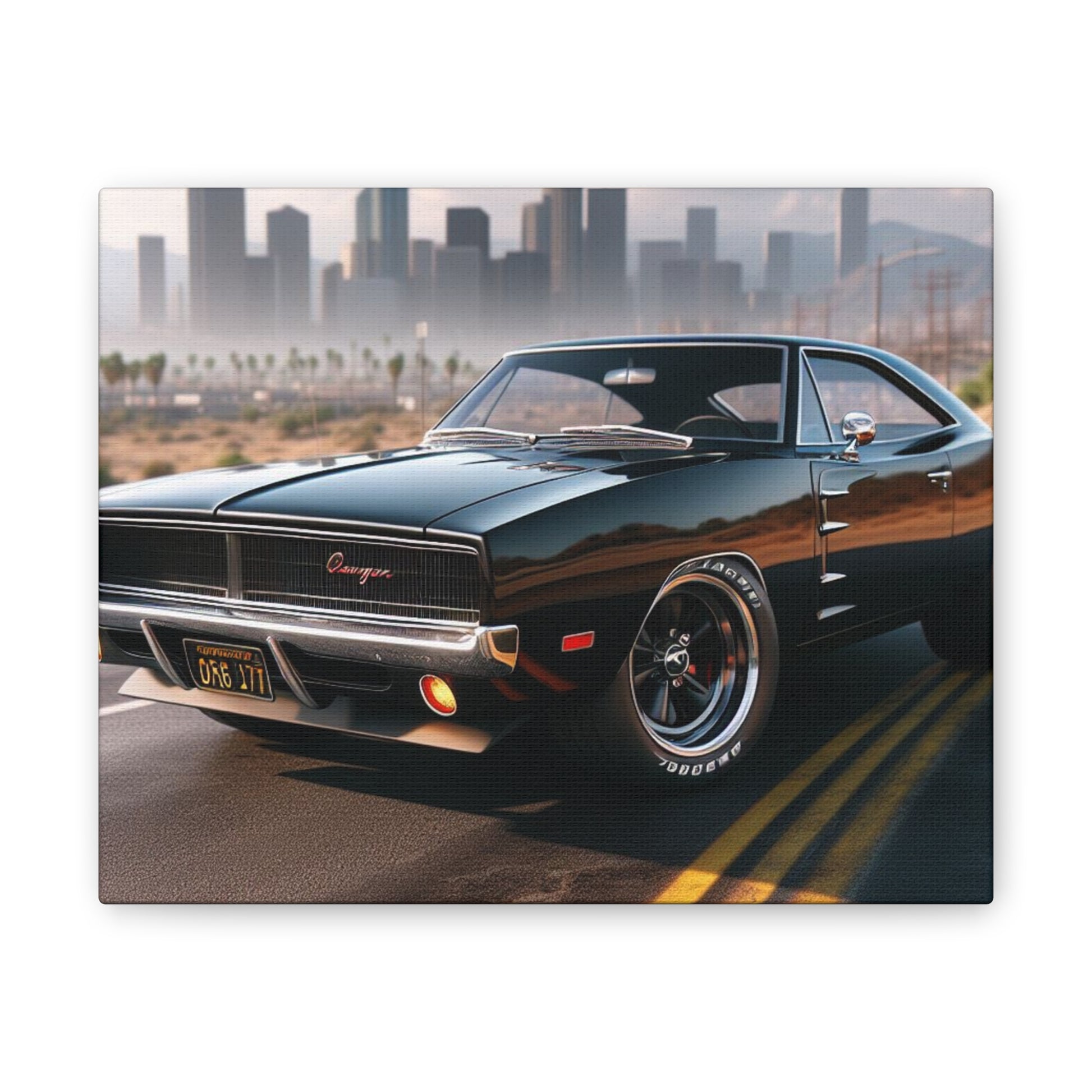 1970 Black Dodge Charger Canvas Canvas Printify