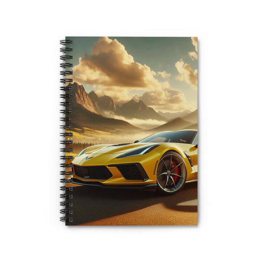 Yellow Corvette Spiral Notebook Paper products Printify One Size