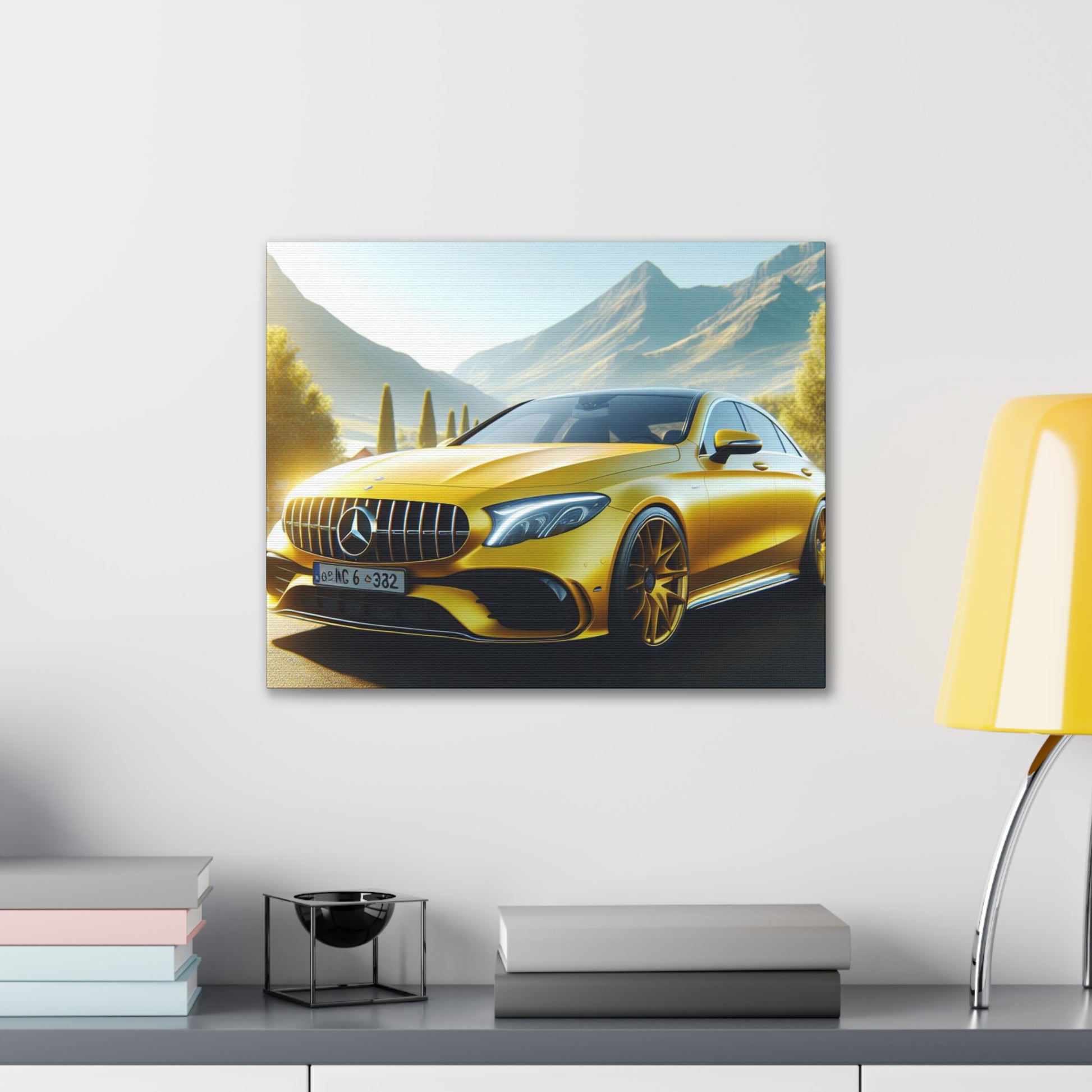 Yellow Mercedes Canvas Canvas Printify 20″ x 16″ (Horizontal) 0.75''