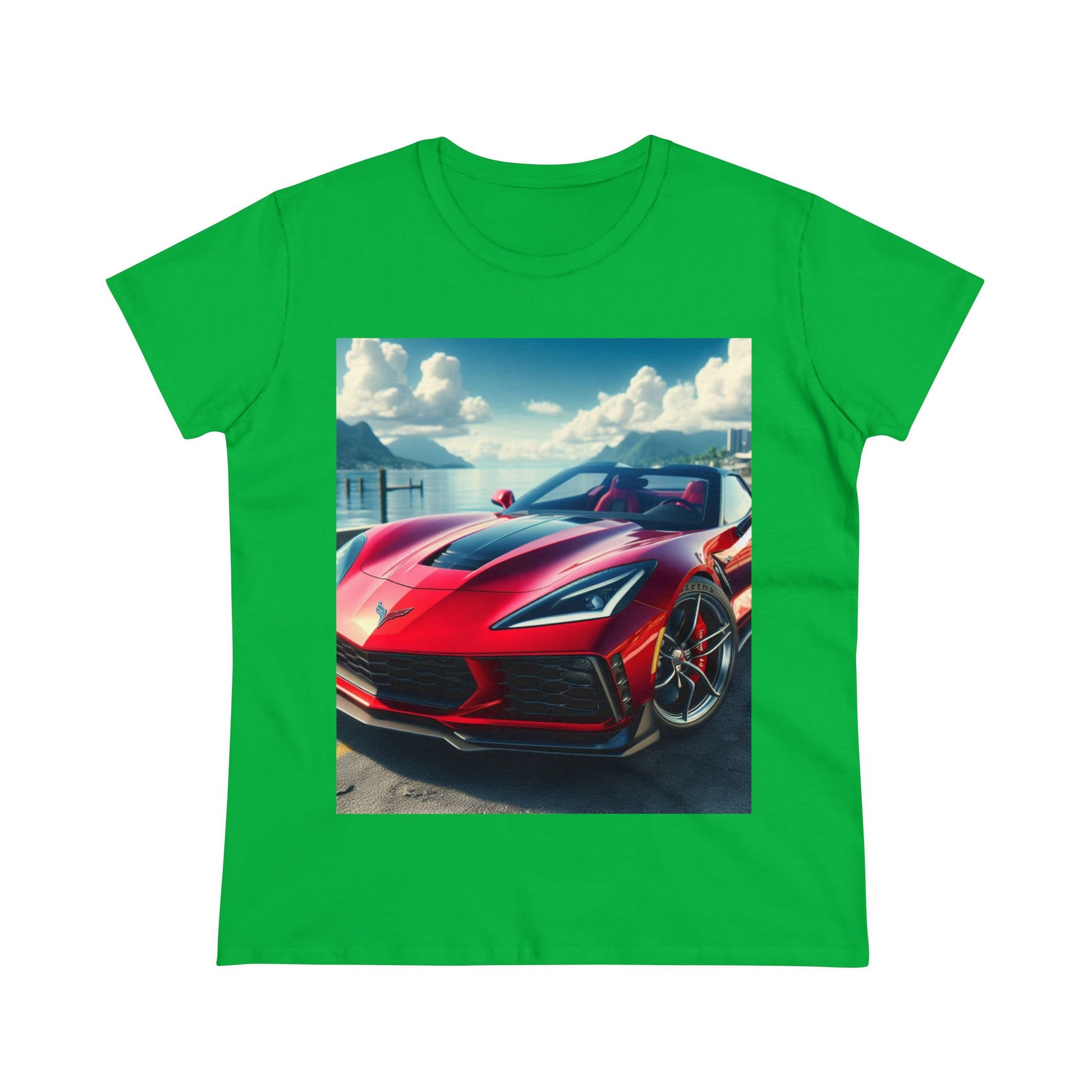 Red Corvette T-Shirt T-Shirt Printify Irish Green S