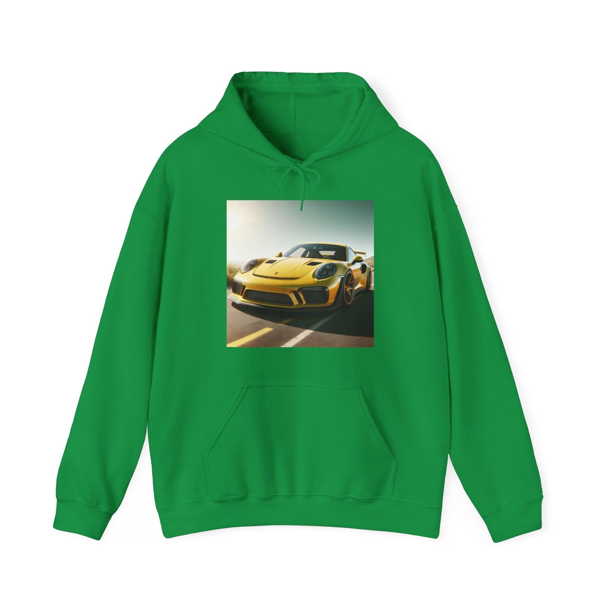 Yellow Porsche Hoodie Hoodie Printify Irish Green S