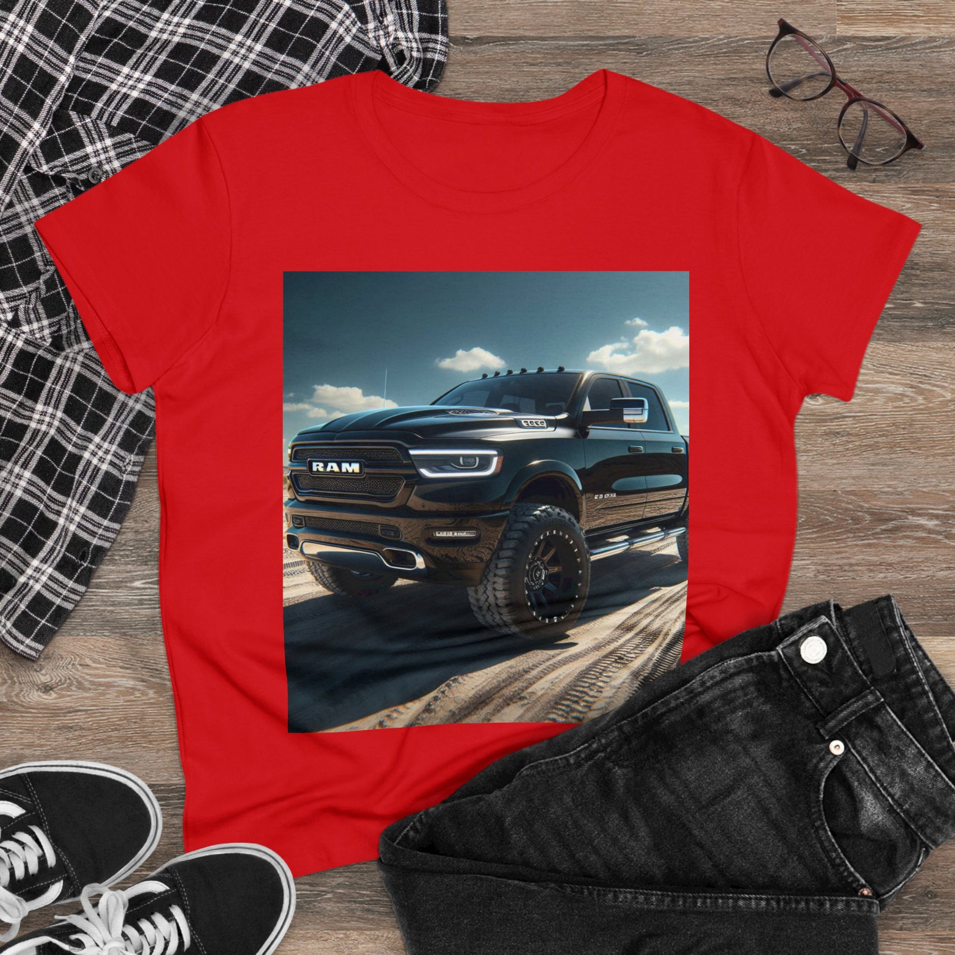 Black Dodge Ram T-Shirt T-Shirt Printify
