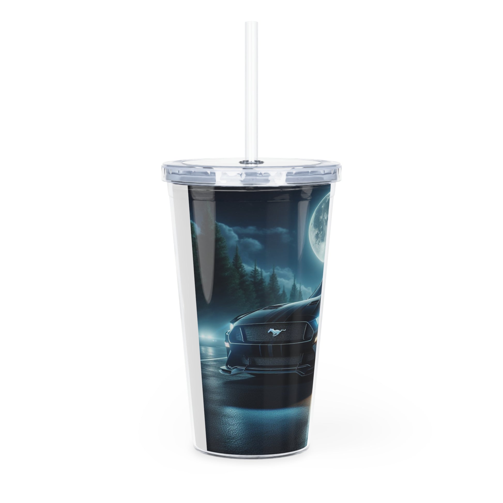 Black Mustang Tumbler with Straw Mug Printify