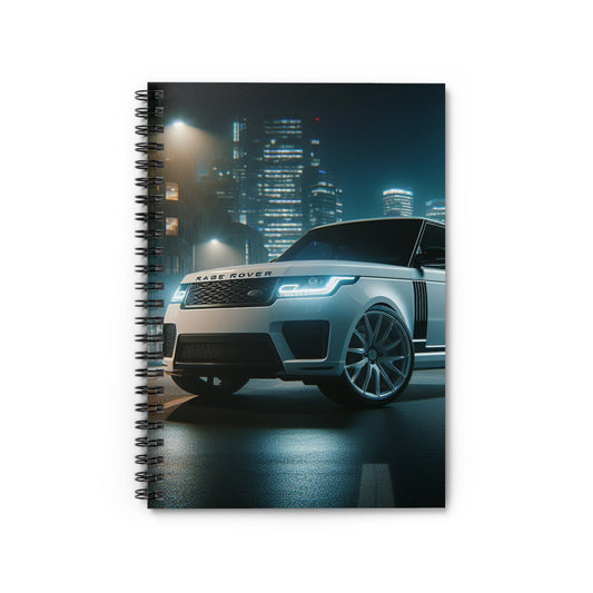 White Range Rover Spiral Notebook Paper products Printify One Size