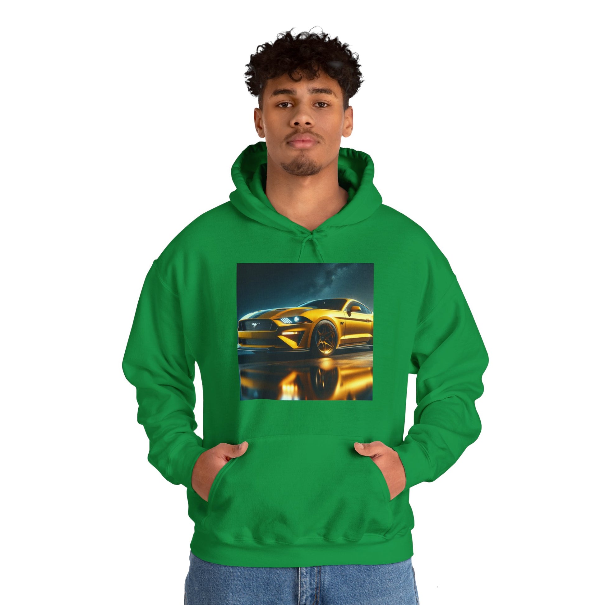 Yellow Mustang Hoodie Hoodie Printify