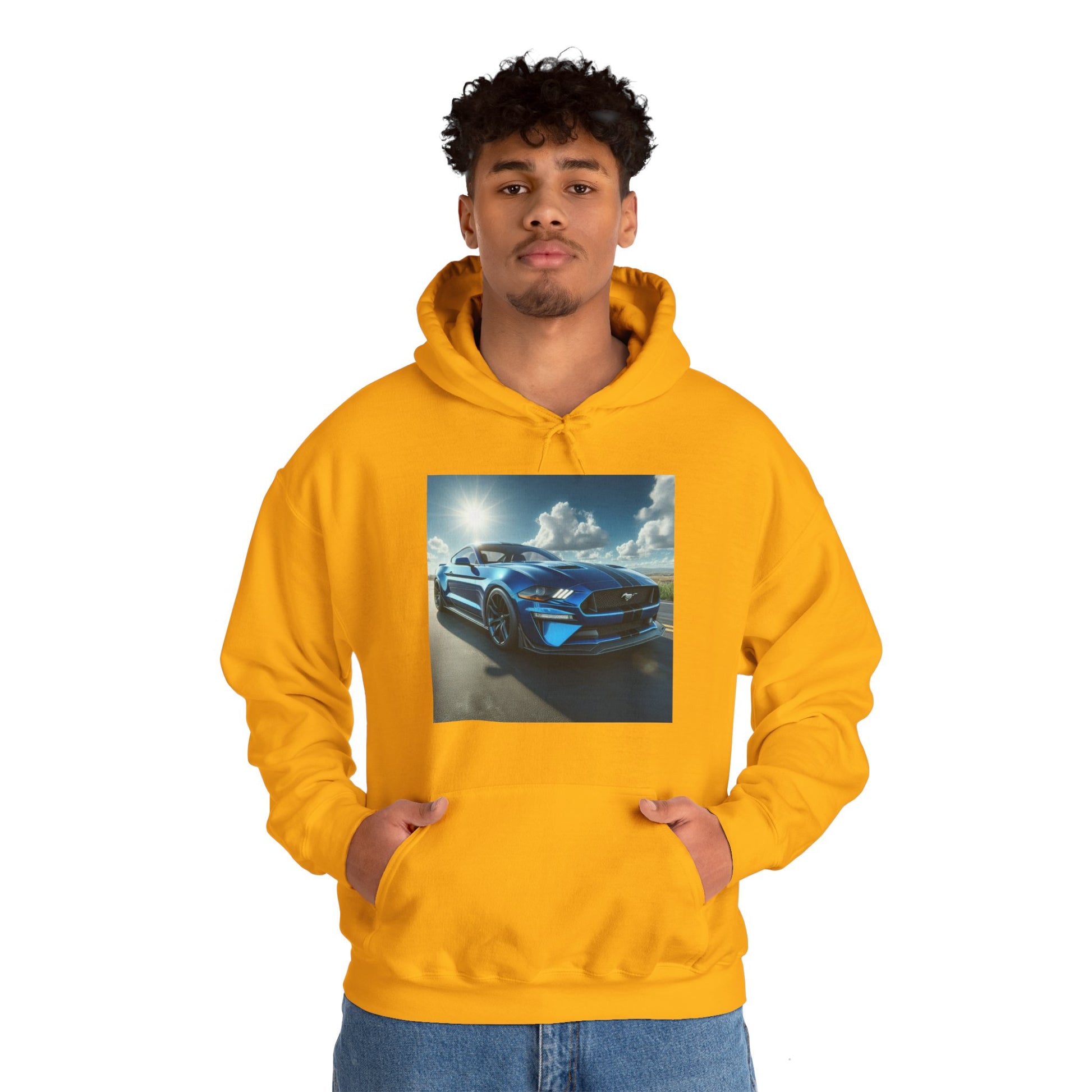 Blue Mustang Hoodie Hoodie Printify