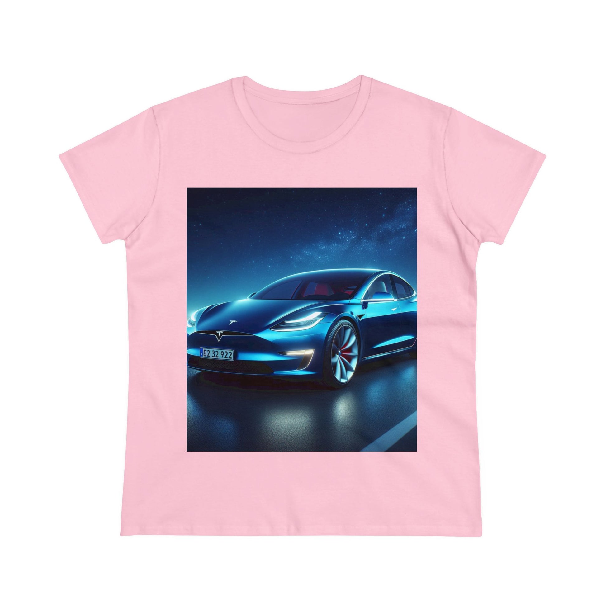 Blue Tesla T-Shirt T-Shirt Printify Light Pink S