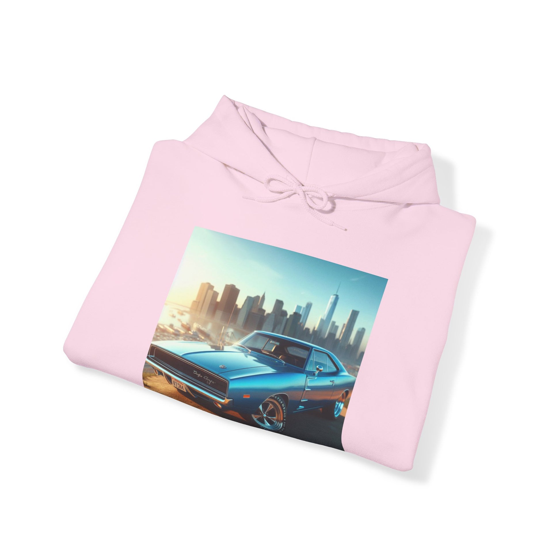 1970 Blue Dodge Charger Hoodie Hoodie Printify