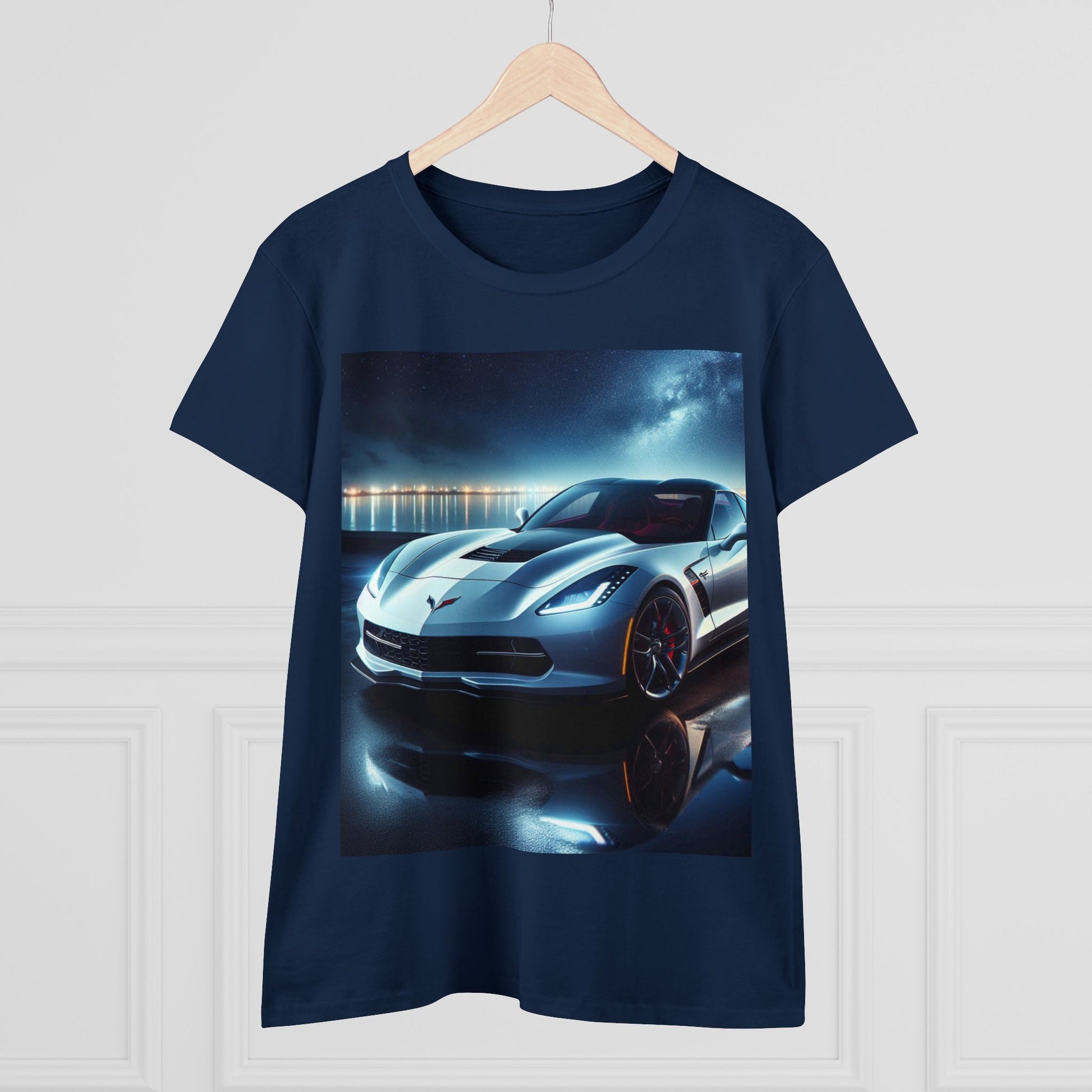 White Corvette T-Shirt T-Shirt Printify