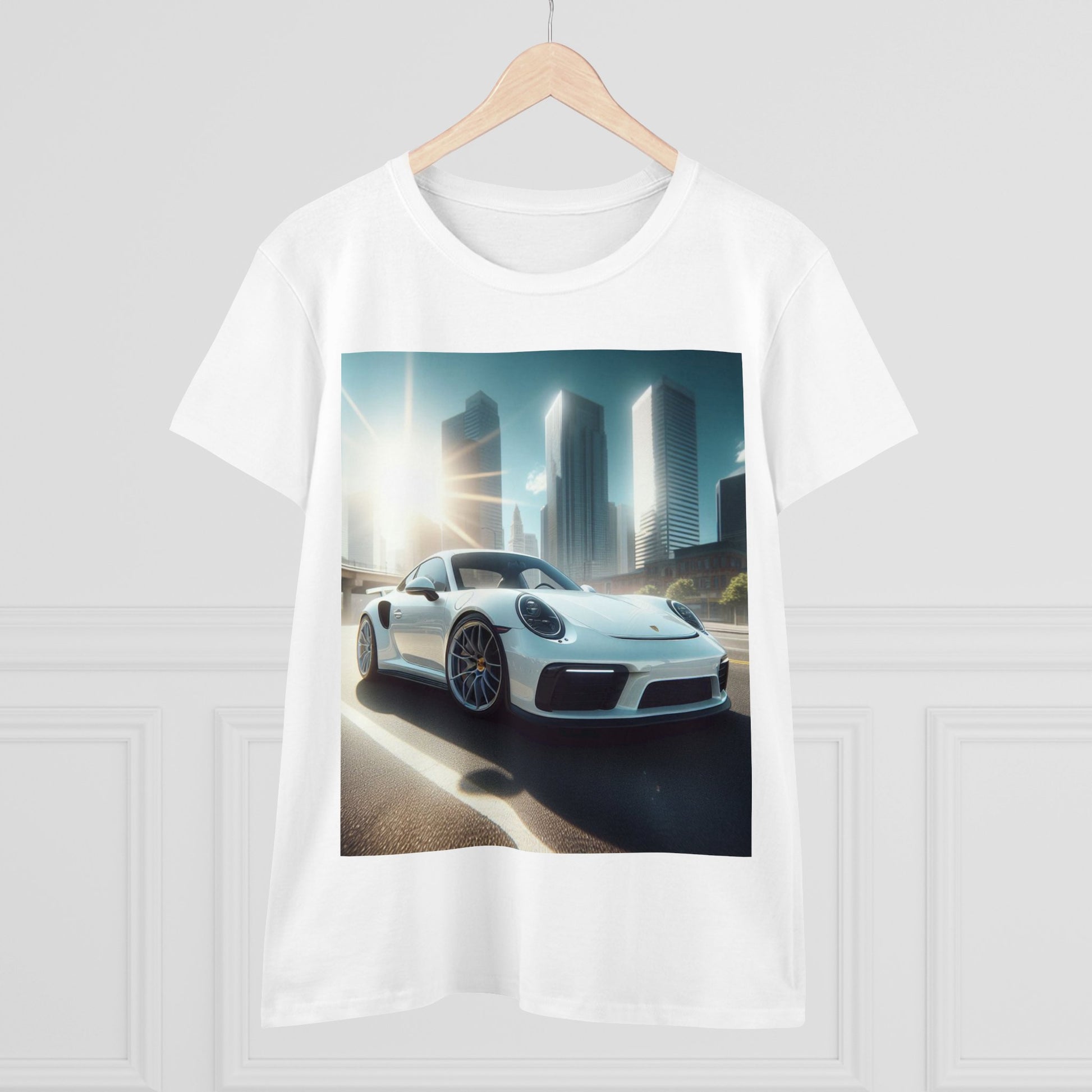 White Porsche T-Shirt T-Shirt Printify