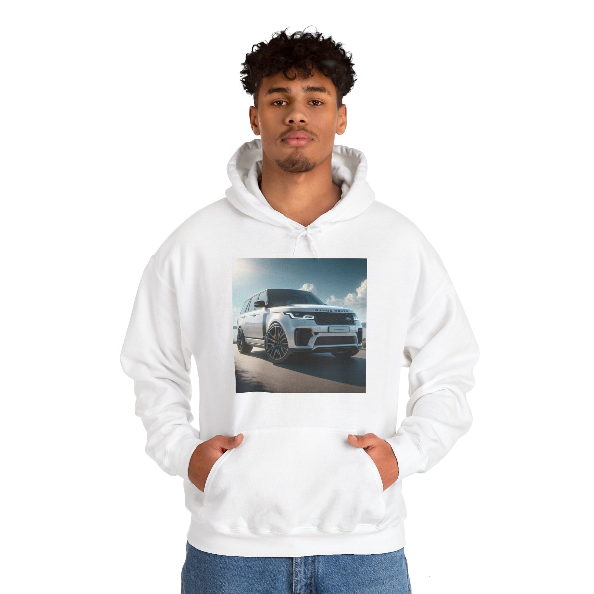 White Range Rover Hoodie Hoodie Printify
